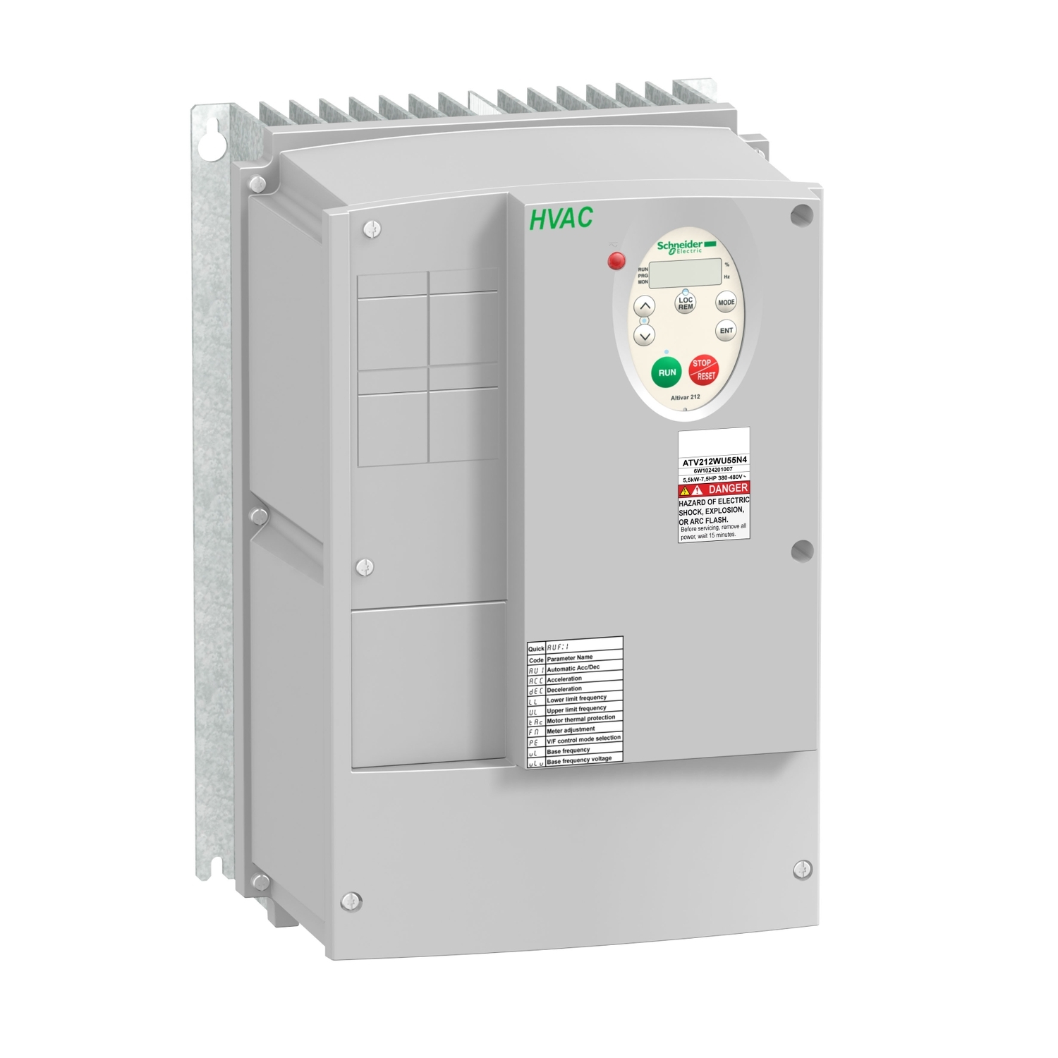 Schneider Electric Schneider Electric ATV212WU75N4C – Variable speed drive, Altivar 212, 7.5kW, 10hp, 480 V, 3 phases, with EMC class C1, IP55