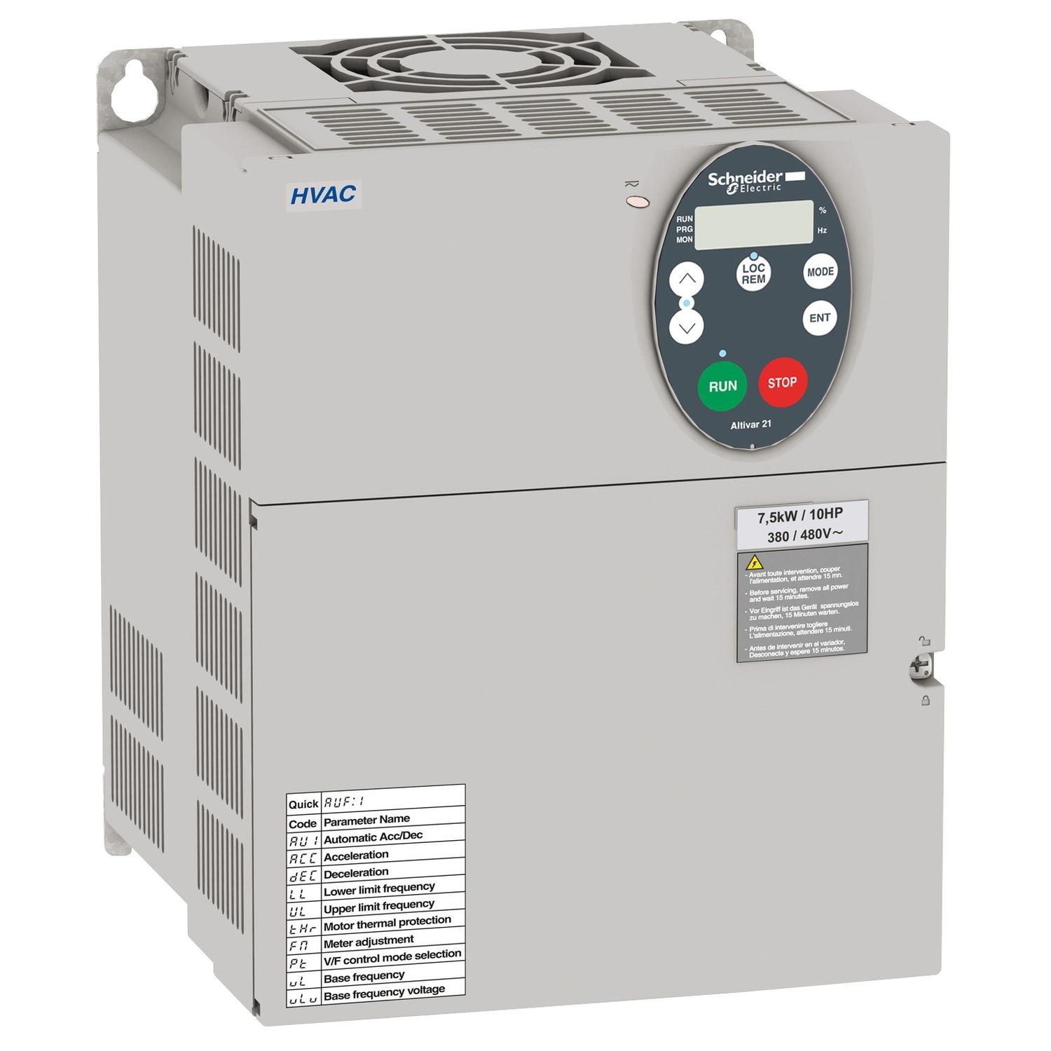 Schneider Electric Schneider Electric ATV21HD11N4 – Variable speed drive - ATV21 - 11kW 15HP - 480 V - EMC filter class A - IP20
