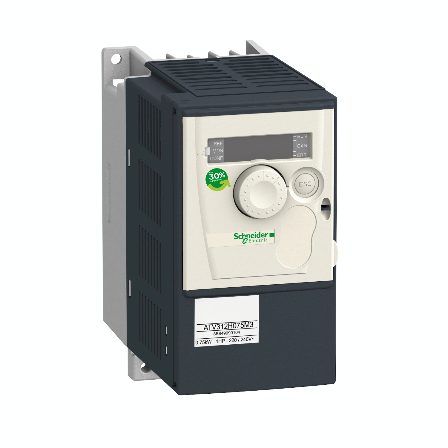 Schneider Electric Schneider Electric ATV312H075M3 – Variable speed drive ATV312 - 0.75kW - 2.2kVA - 55W - 200..240 V- 3-phase supply