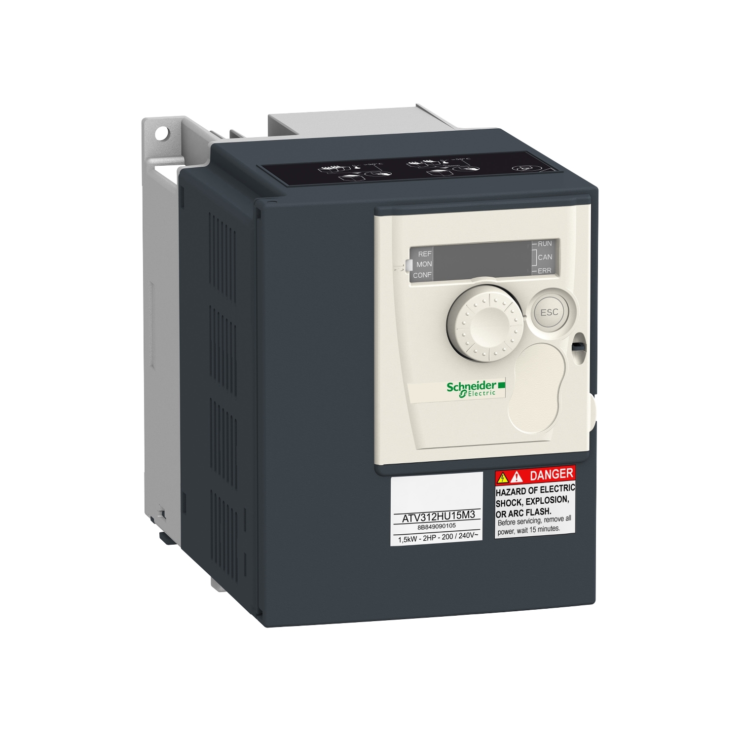 Schneider Electric Schneider Electric ATV312HU15M3 – Variable speed drive ATV312 - 1.5kW - 3.8kVA - 86W - 200..240 V- 3-phase supply