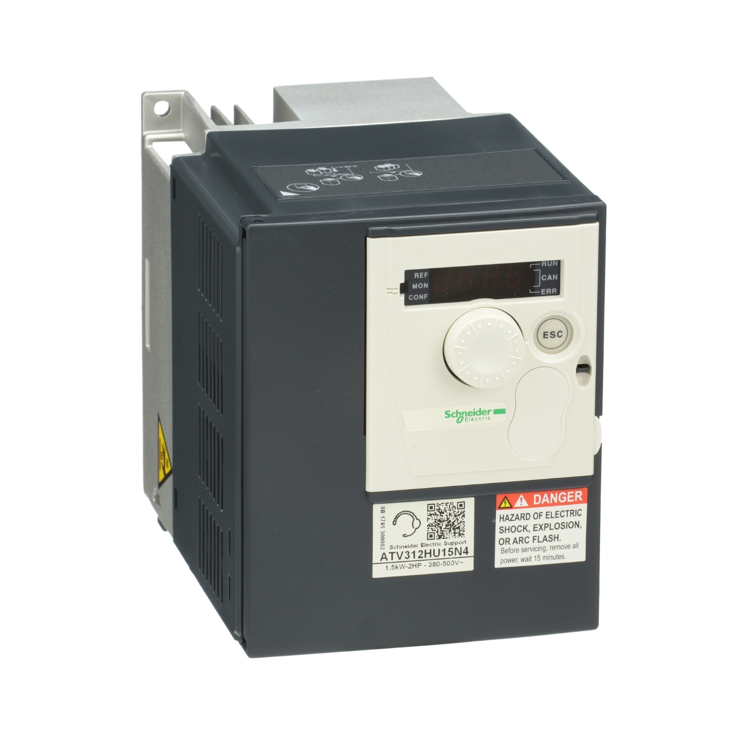 Schneider Electric Schneider Electric ATV312HU15N4 – Variable speed drive, ATV312, 1.5kW, 2hp, 323..550 V, 3 phase supply, 4.1A, CANopen, Modbus