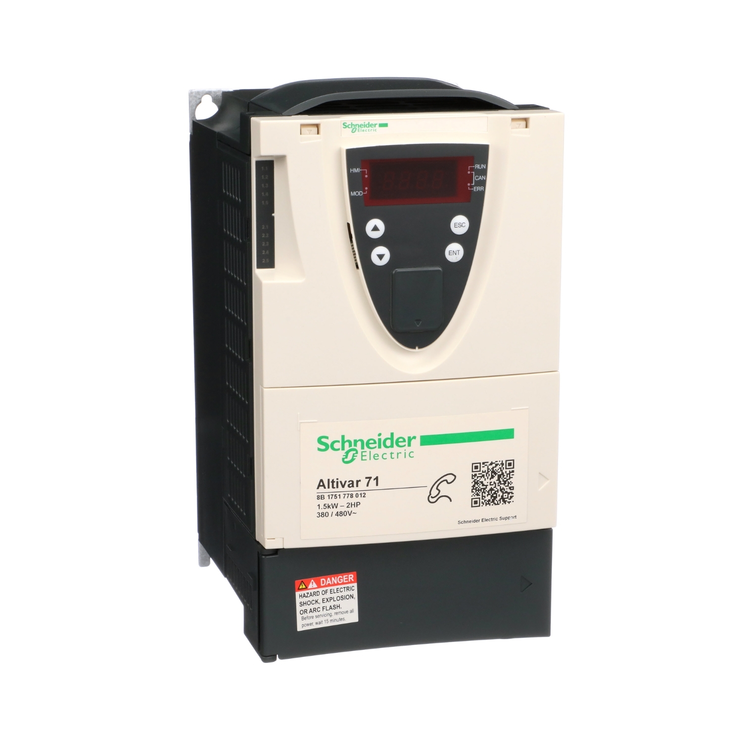 Schneider Electric Schneider Electric ATV71HU15N4Z – Variable speed drive, ATV71, 1.5kW, 2HP, 380 to 480 V, 43dB, EMC filter, without graphic terminal, CANopen, Modbus