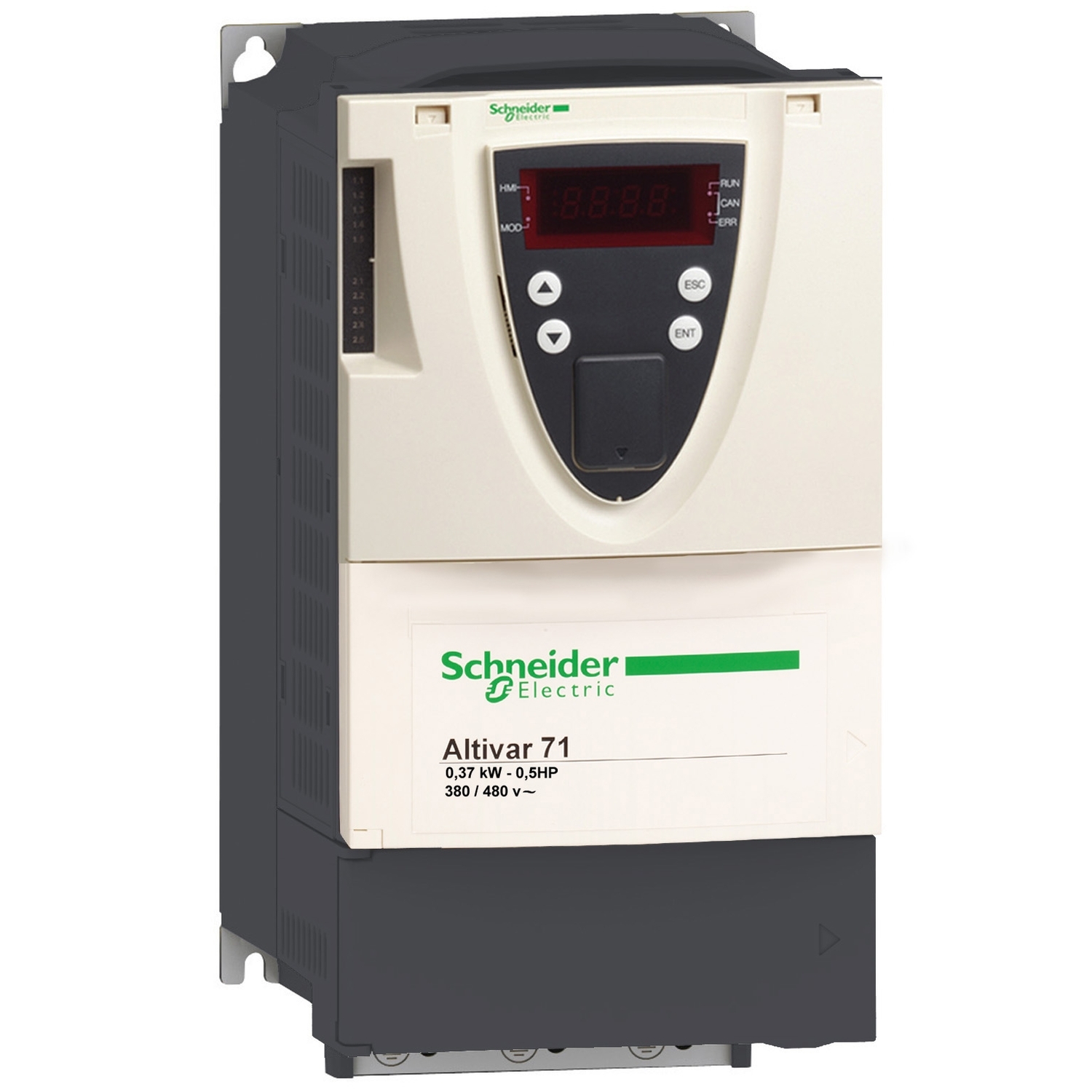 Schneider Electric Schneider Electric ATV71HU22N4Z – Variable speed drive, ATV71, 2.2kW, 3HP, 380 to 480 V, 43dB, EMC filter, without graphic terminal, CANopen, Modbus