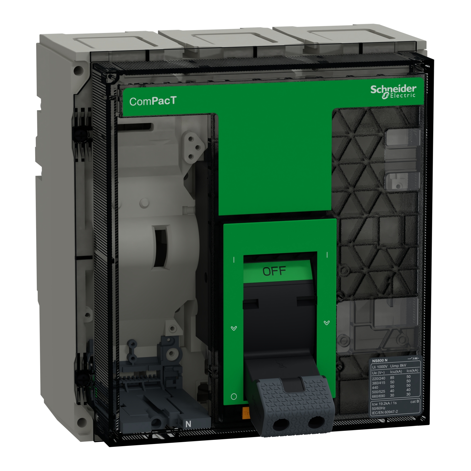 Schneider Electric Schneider Electric C080N3FM – Circuit breaker frame, ComPacT NS800N, 50 kA at 415VAC, 800A, 3P, fixed, manually operated, without control unit