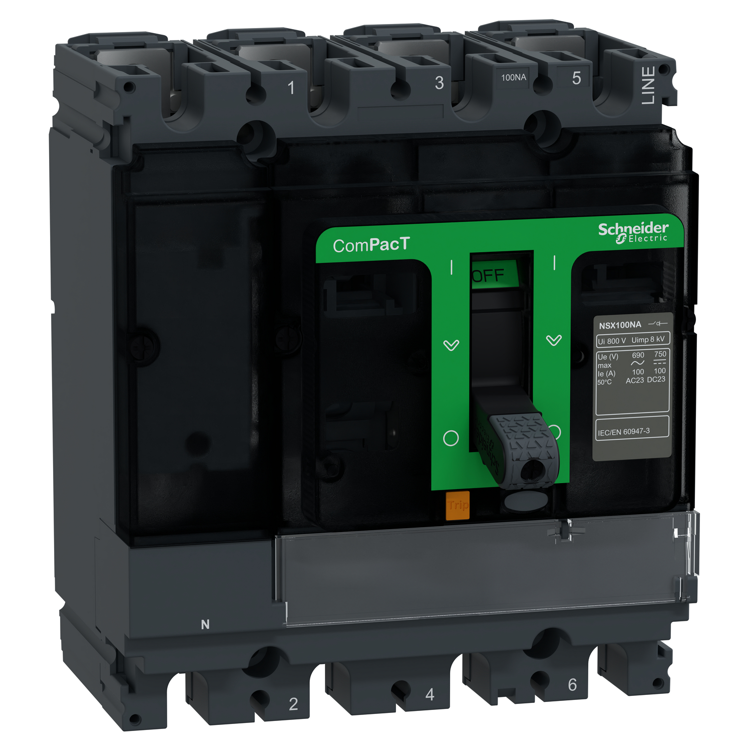 Schneider Electric Schneider Electric C104100S – Switch disconnector, ComPacT NSX100NA, 4 poles, fixed, thermal current Ith 100A