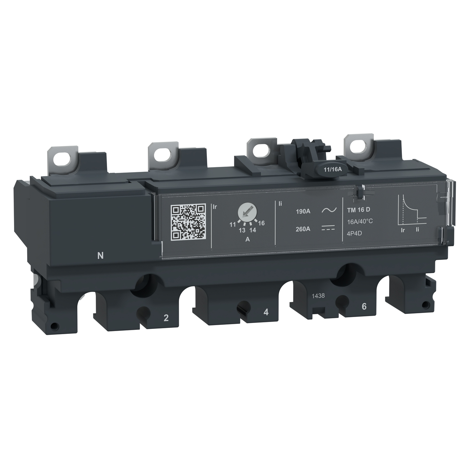 Schneider Electric Schneider Electric C104TM016 – Trip unit TM16D, ComPacT NSX100, 4 poles 4D (neutral fully protected), thermal magnetic protections, 16A rating