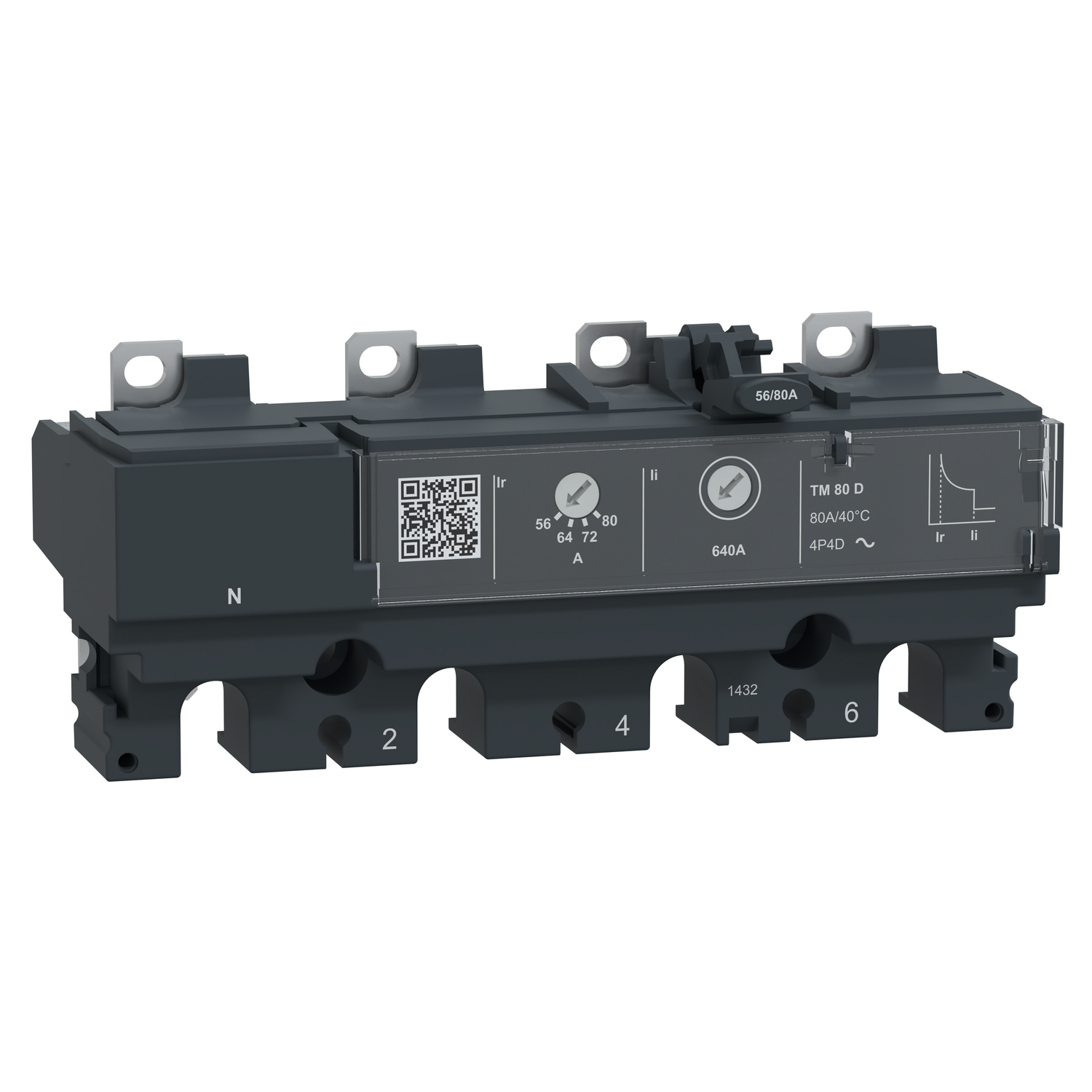 Schneider Electric Schneider Electric C104TM080D – Trip unit TM80DC, ComPacT NSX100 DC, 4 poles, thermal magnetic protections, 80A rating