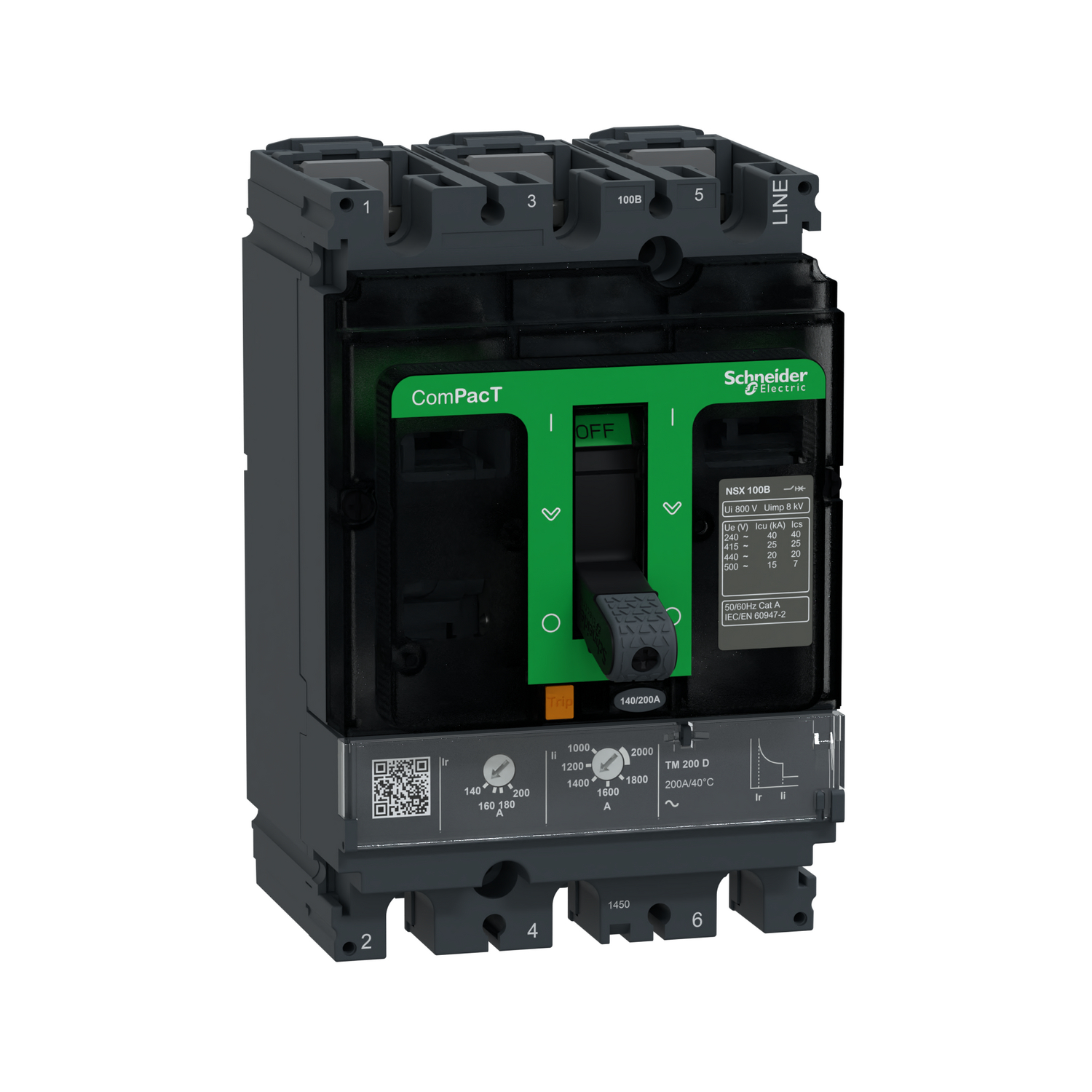 Schneider Electric Schneider Electric C10B3TM100 – Circuit breaker, ComPacT NSX100B, 25 kA/415VAC, 3 poles, TMD trip unit 100A