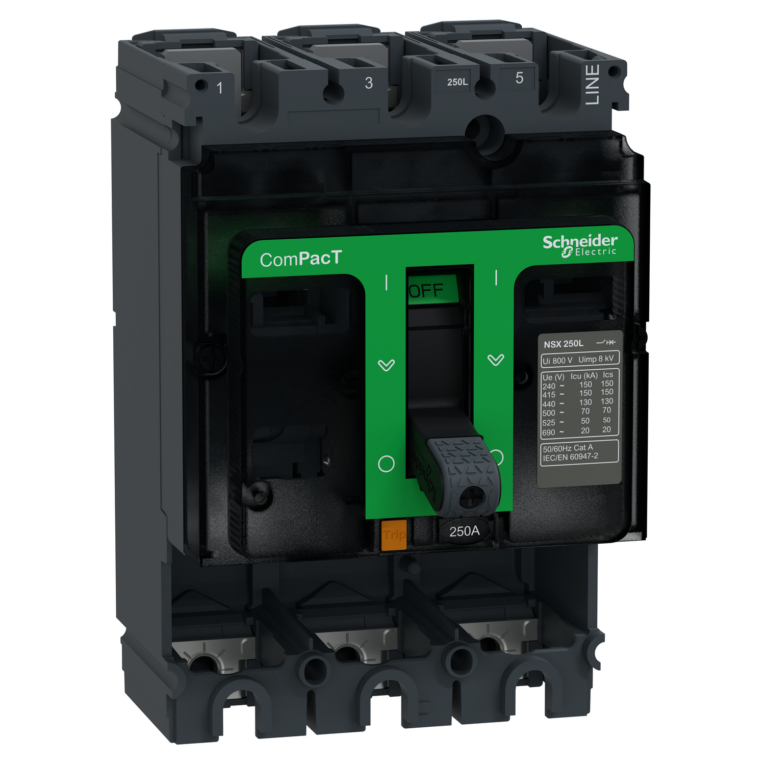 Schneider Electric Schneider Electric C10L3 – Circuit breaker basic frame, ComPacT NSX100L, 150 kA/415VAC, 3 poles, 100A frame rating, without trip unit