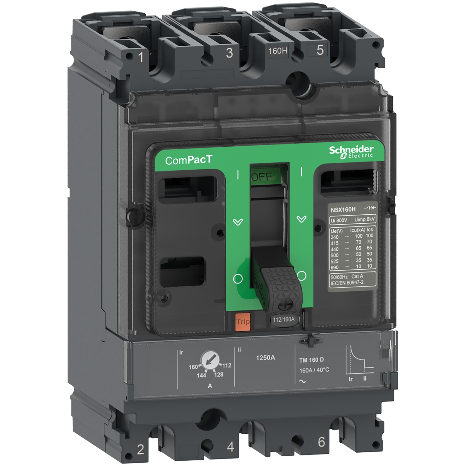 Schneider Electric Schneider Electric C10R3TM063 – Circuit breaker, ComPacT NSX100R, 200 kA/415VAC, 3 poles, TMD trip unit 63A