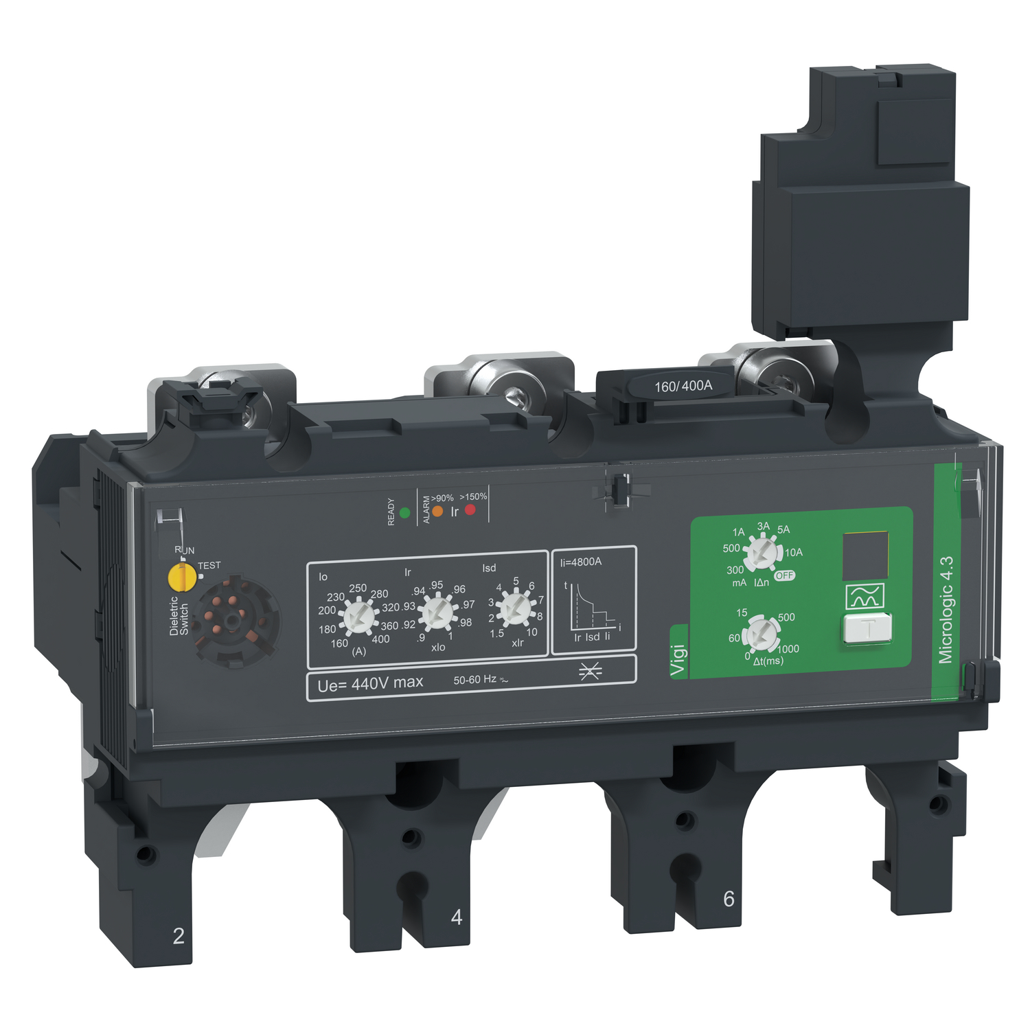 Schneider Electric Schneider Electric C4034V400 – Trip unit MicroLogic Vigi 4.3, ComPacT NSX400/630, 3 poles, electronic basic and earth leakage protections, 400A rating