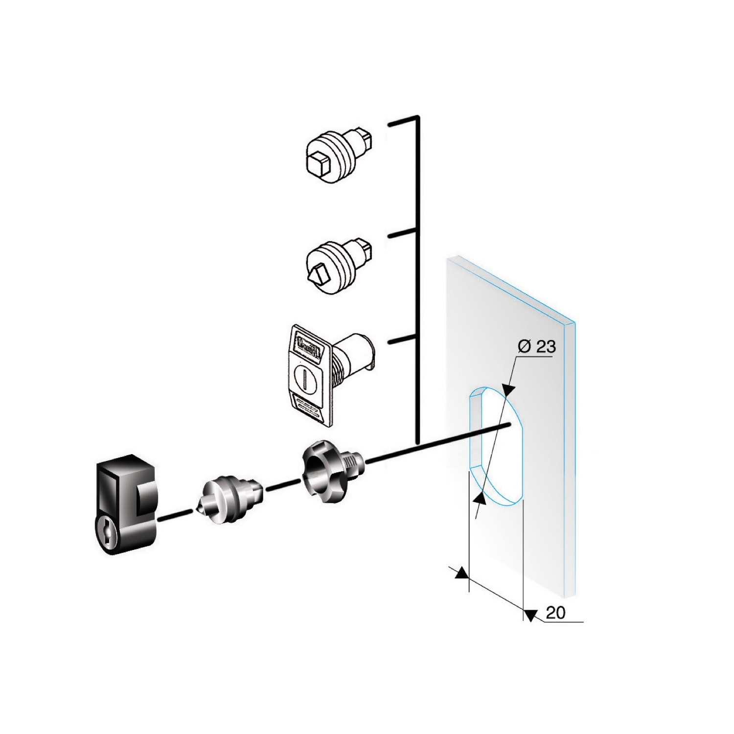 Schneider Electric Schneider Electric NSYTC8CRN – Square lock insert 8mm, for PanelSeT CRN or PanelSeT PLM enclosures.
