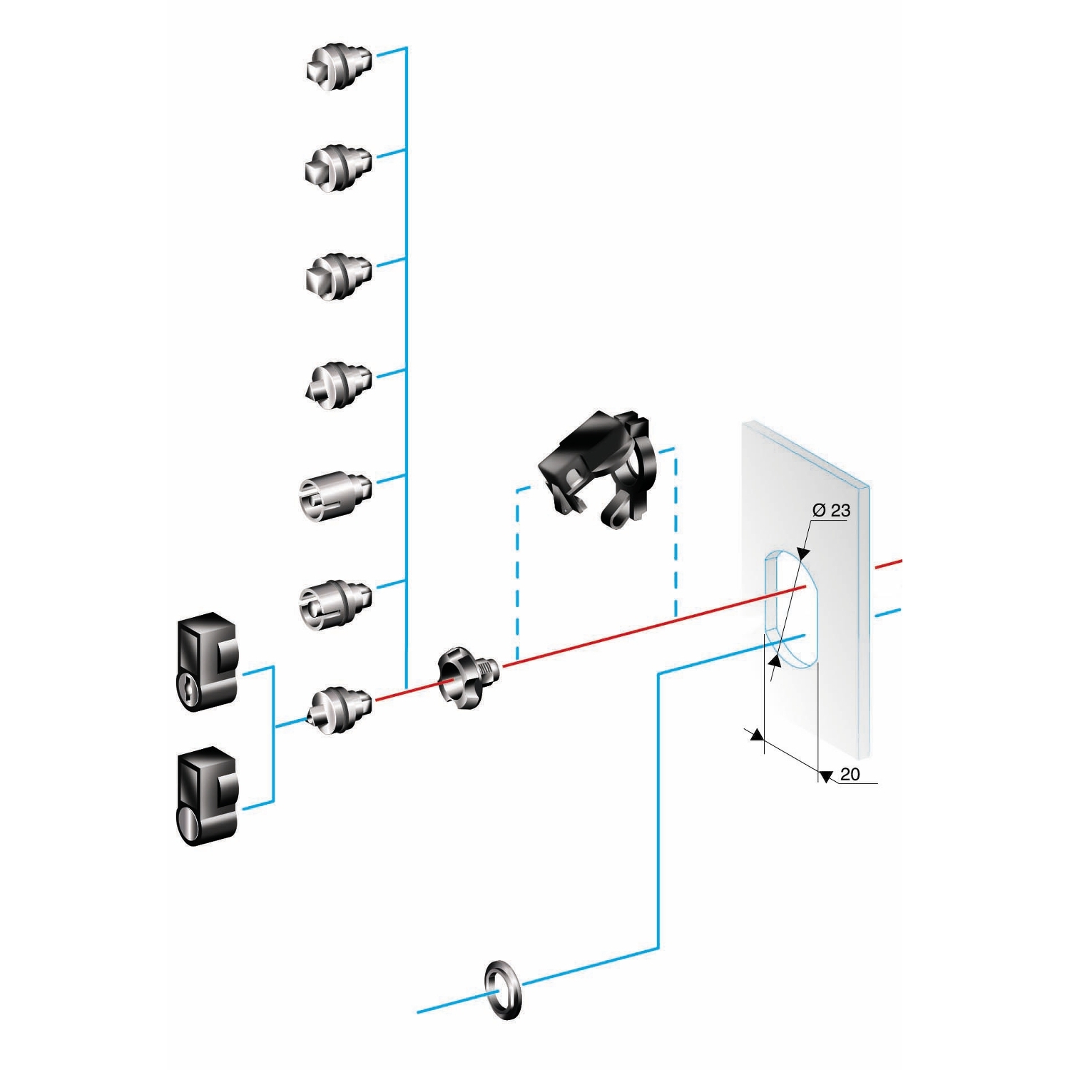 Schneider Electric Schneider Electric NSYTDB5PLA – 5mm double bar insert for large escucheon (without handle)