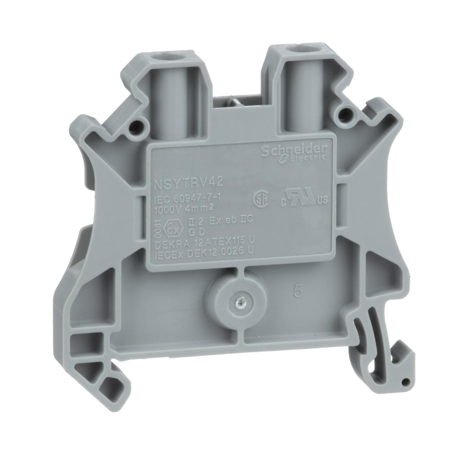 Schneider Electric Schneider Electric NSYTRV42 – SCREW TERMINAL, FEED THROUGH, 2 POINTS, 4MM², GREY