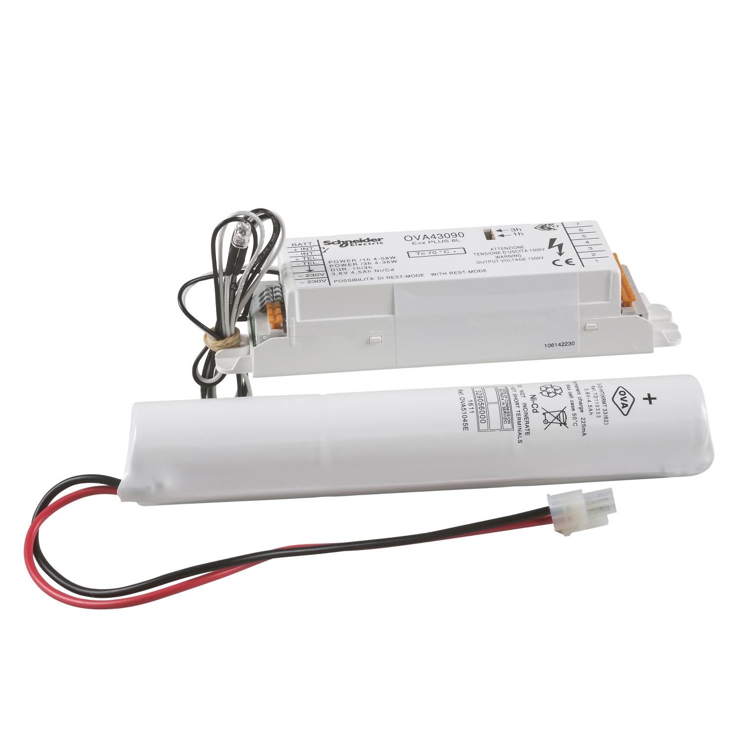 Schneider Electric Schneider Electric OVA43090 – emergency kit, EVX Plus 8L, Standard- fluorescent lamps up to 58W, 1h and 3h
