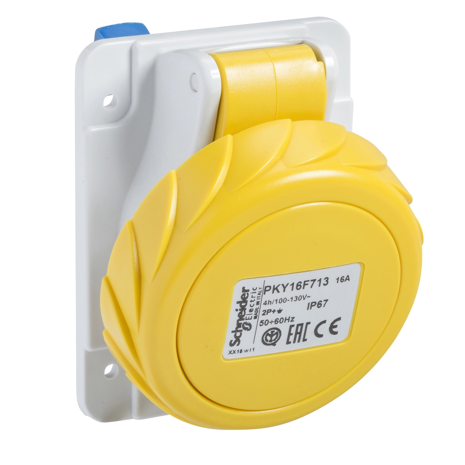 Schneider Electric Schneider Electric PKY16F713 – PratiKa socket - fast - angled - 16A - 2P + E - 100...130 V AC - panel
