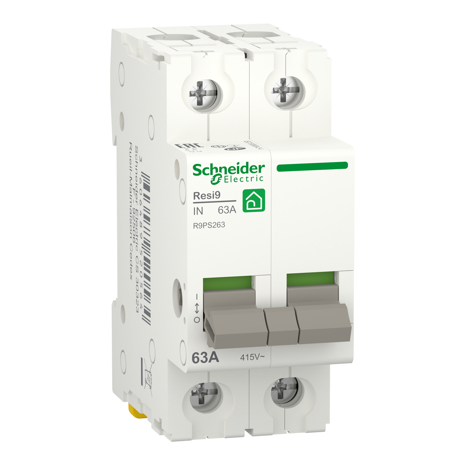Schneider Electric Schneider Electric R9PS263 – Switch disconnector, Resi9, 2P, 63A, 6kA (IEC/EN 60669-2-4)