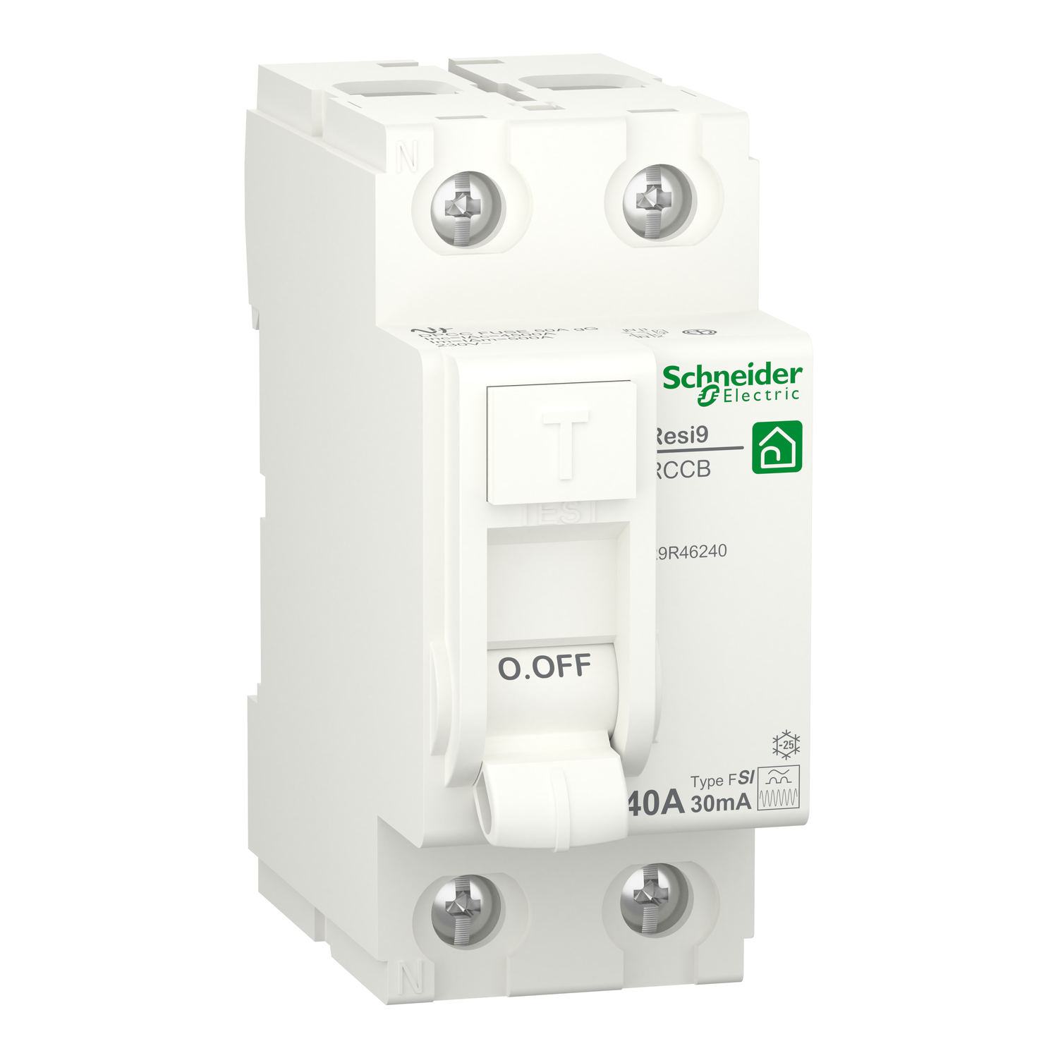 Schneider Electric Schneider Electric R9R46240 – residual current circuit breaker (RCCB), Resi9, 2P, 40 A, 30 mA, type F-SI