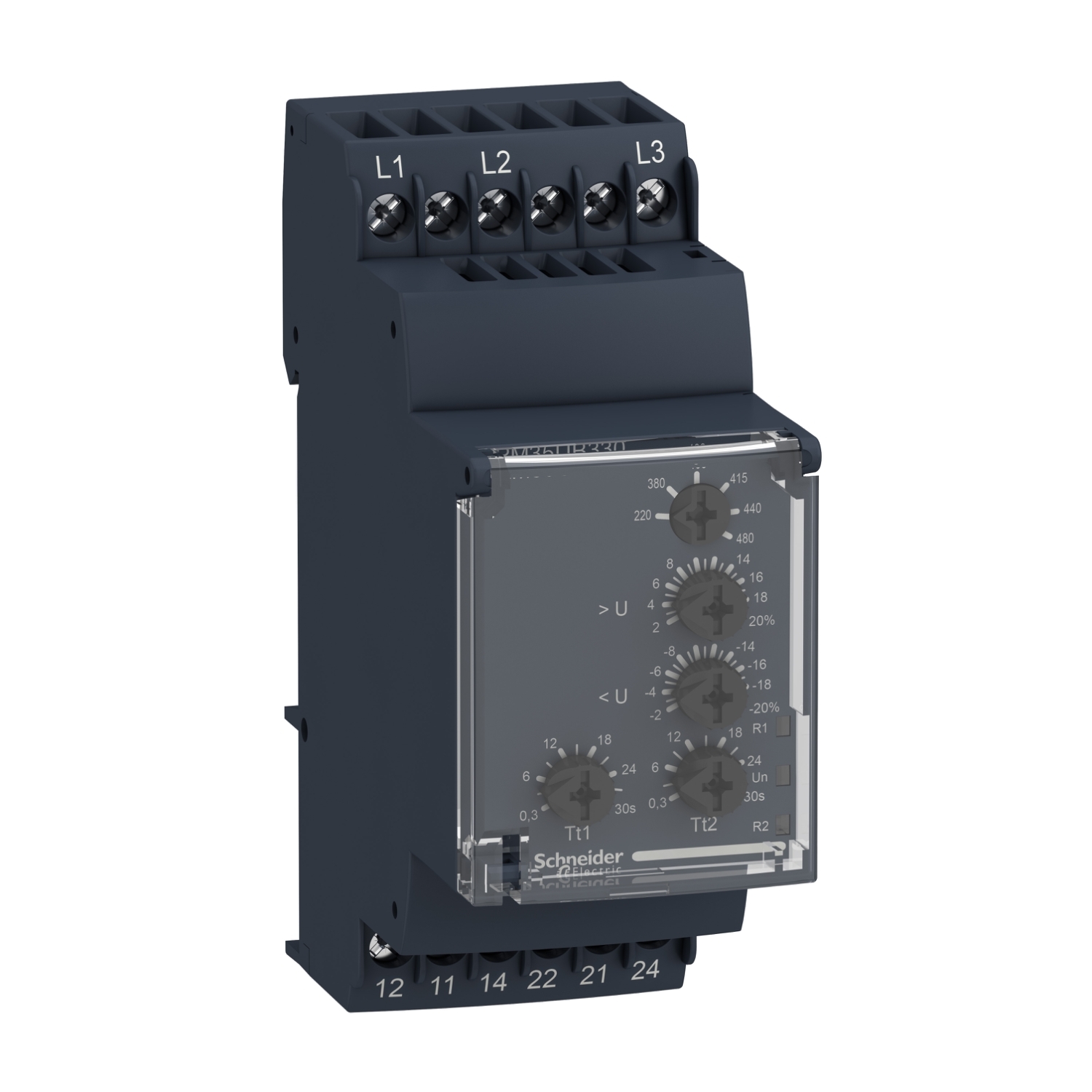Schneider Electric Schneider Electric RM35UB330 – Harmony, Modular 3-phase voltage control relay, 5 A, 2 CO, 220…480 V AC
