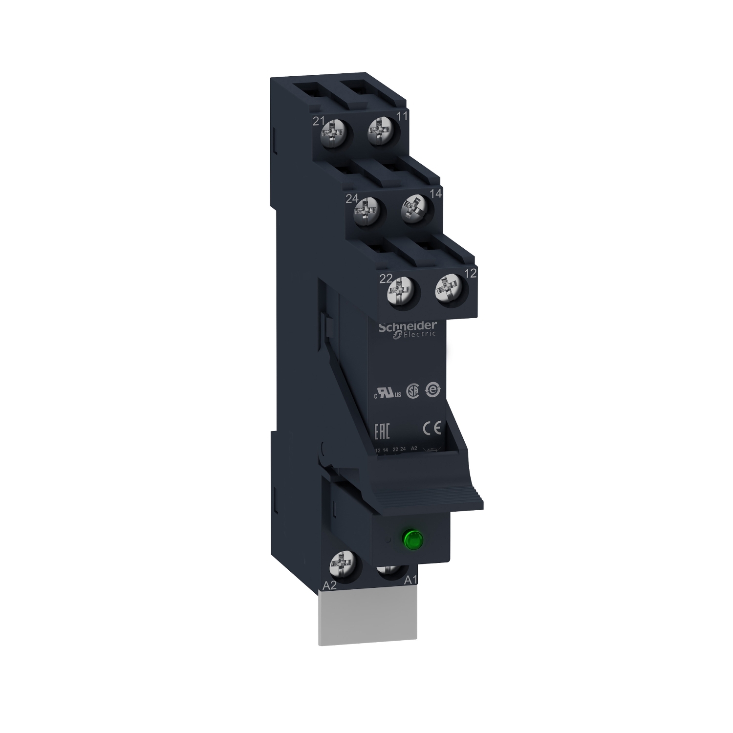 Schneider Electric Schneider Electric RSB2A080F7PV – Interface plug-in relay, Harmony electromechanical relays, pre-assembled, 8A, 2CO, with LED, with protection circuit, 120V AC, 8800Ohm coil resistance