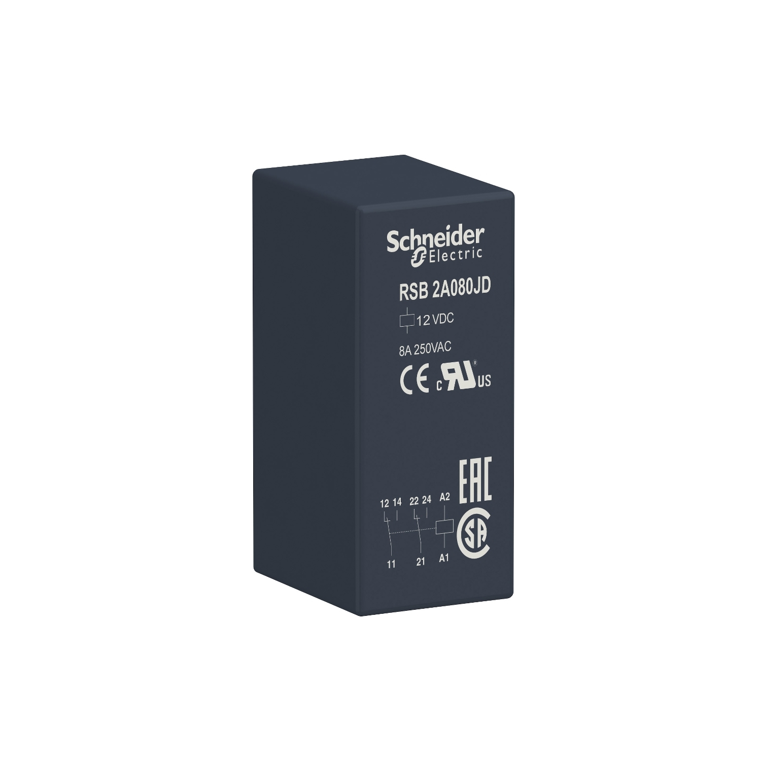 Schneider Electric Schneider Electric RSB2A080JD – Harmony, Interface plug-in relay, 8 A, 2 CO, 12 V DC