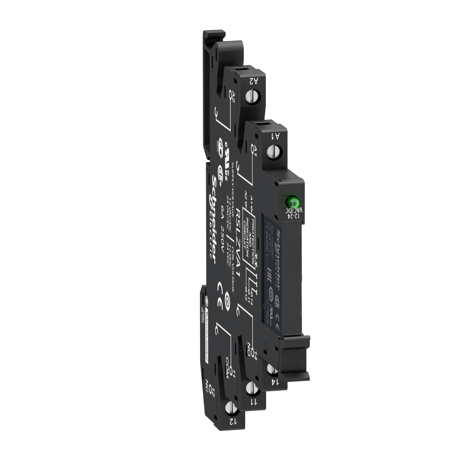 Schneider Electric Schneider Electric RSL1PVFU – slim interface relay, Harmony Electromechanical Relays, pre assembled, 6A, 1CO, with LED, screw connec to rs, 110V AC/DC