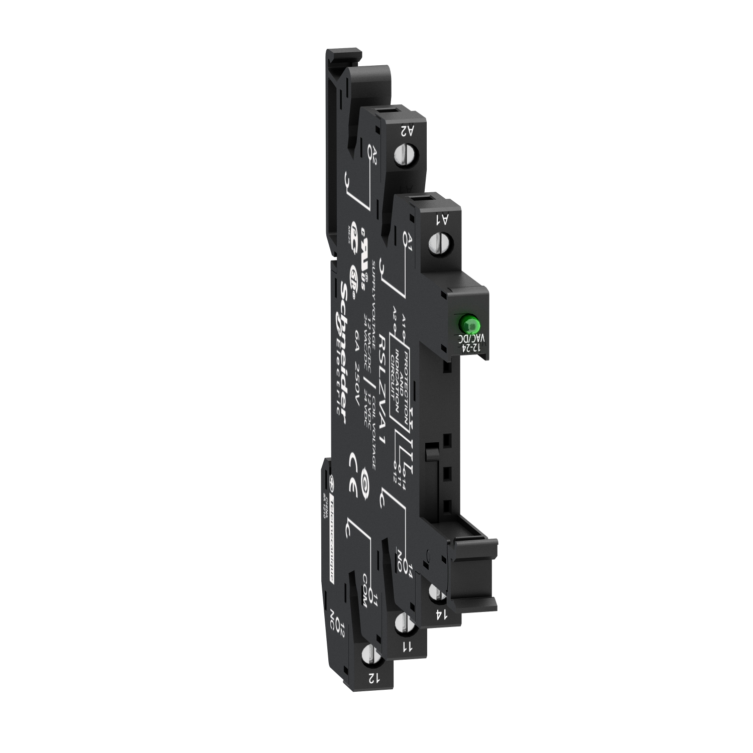 Schneider Electric Schneider Electric RSLZVA1 – Harmony, Socket equipped with LED and protection circuit, for RSL1 relays, srew connector, 12...24 V AC/DC