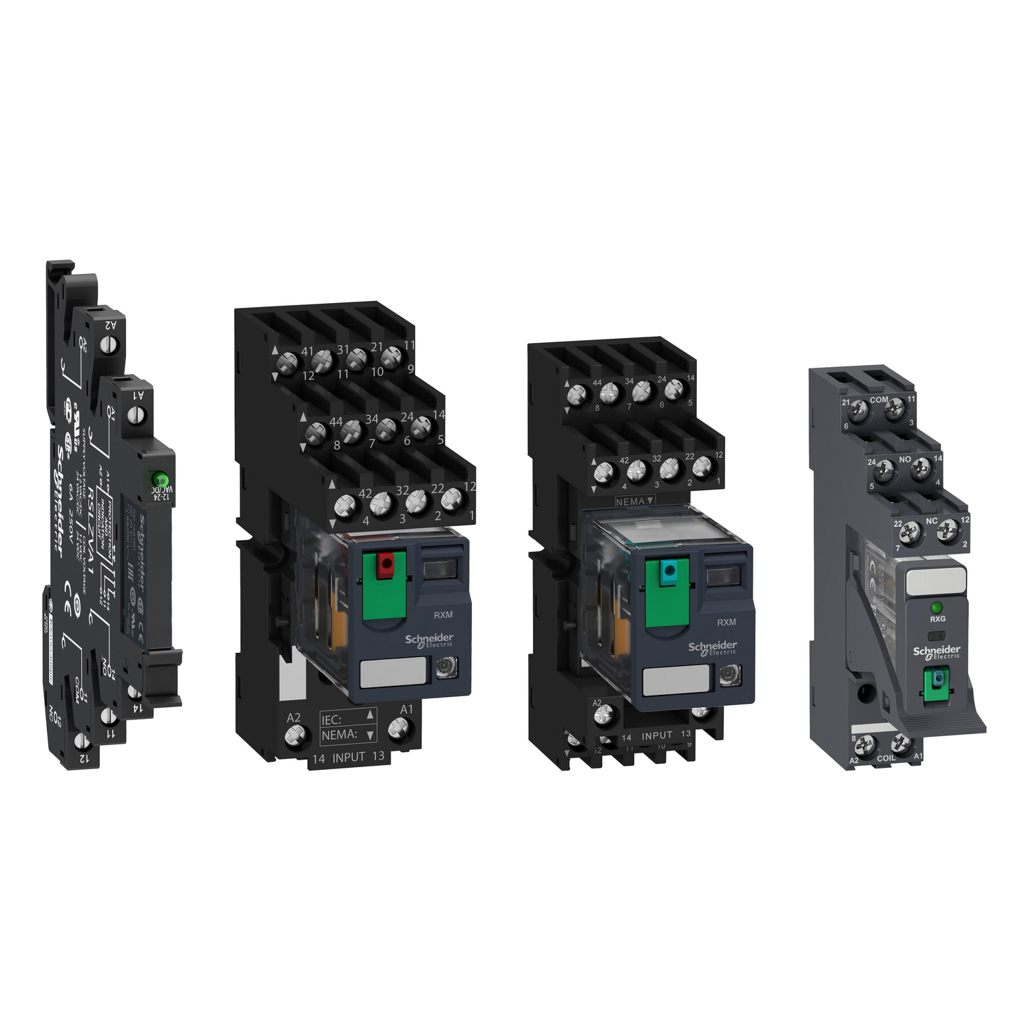 Schneider Electric Schneider Electric RXM2AB2B7PVS – miniature, Harmony Electromechanical Relays, 12A, 2CO, with LED, with lockable test button, separate terminals socket, 24V AC