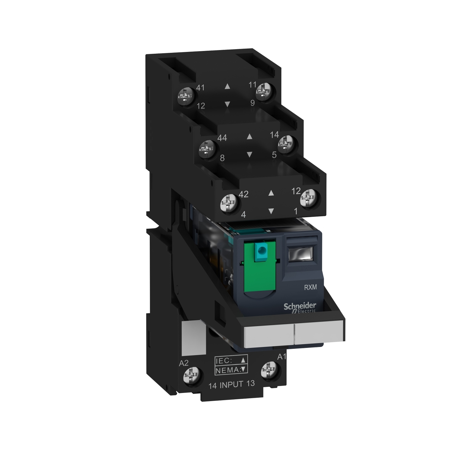 Schneider Electric Schneider Electric RXM2AB2BDPVS – miniature, Harmony Electromechanical Relays, 12A, 2CO, with LED, with lockable test button, separate terminals socket, 24V DC