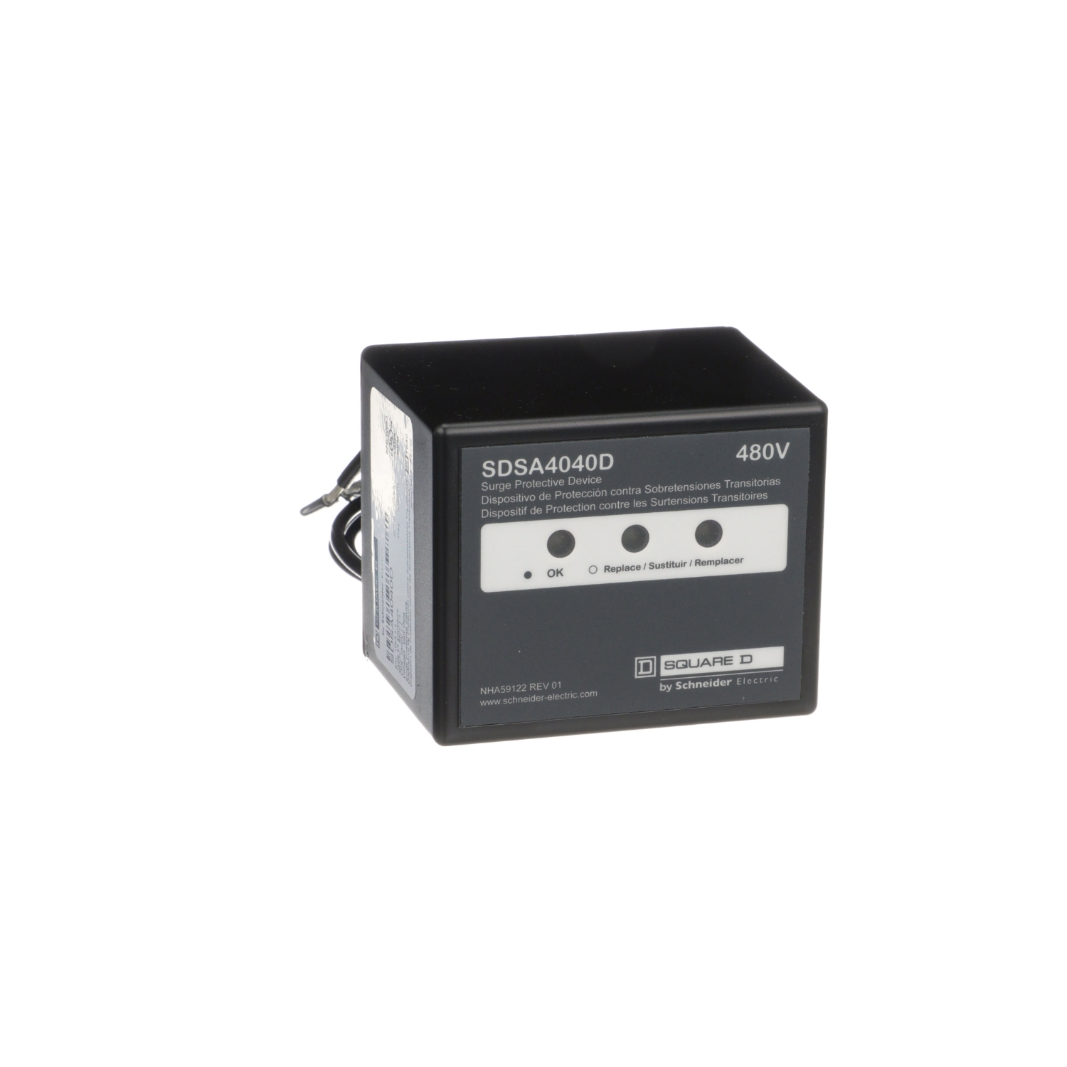 Schneider Electric Schneider Electric SDSA4040D – Surge protection device, Surgelogic, 50kA, 480 VAC delta, 3 phase, 3 wire, NEMA 4X
