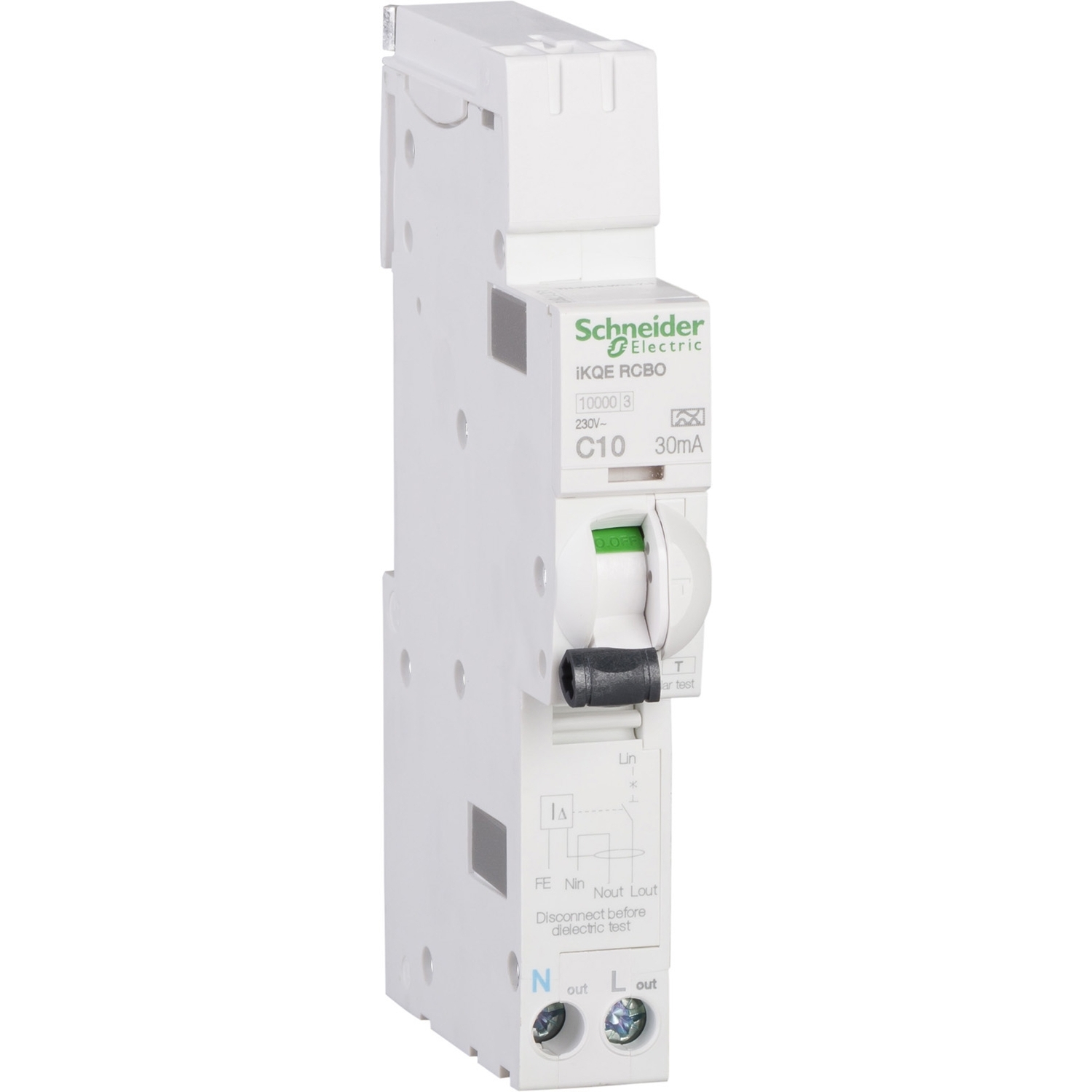 Schneider Electric Schneider Electric SEE110C03 – Acti9 - earth leakage circuit breaker - 1P + N - 10A - C - 30mA - 10000 A