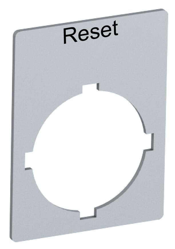 ABB ABB Rectangular legend plate 29,6x39 mm aluminum with text: Reset