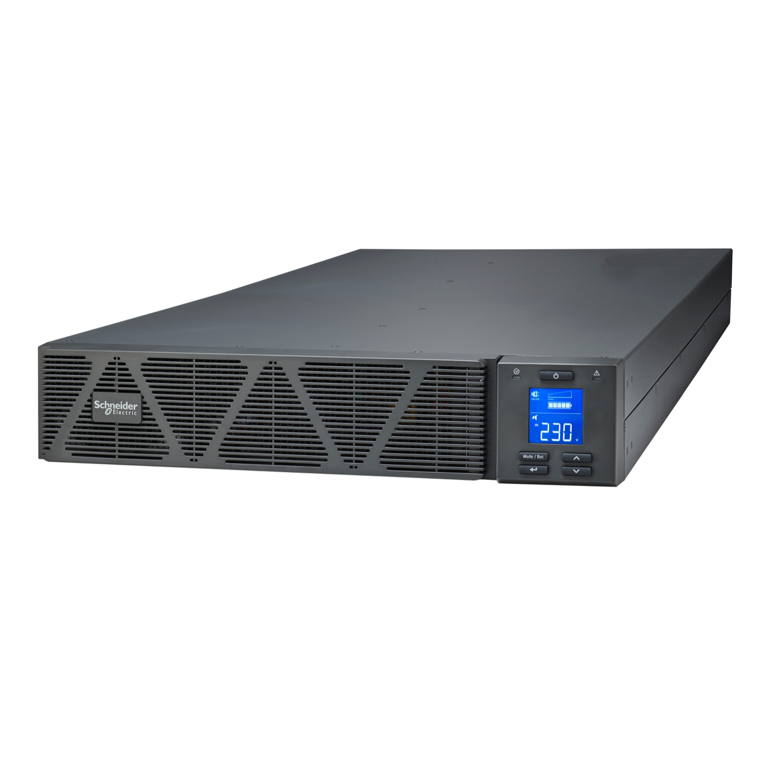 Schneider Electric Schneider Electric SRVSPM6KRI – Easy UPS 1 Ph On-Line, 6kVA/6kW, Rackmount 2U, 230V, 1x Hard wire 3-wire(1P+N+E) outlet, Intelligent Card Slot, LCD, No battery, W/O rail kit