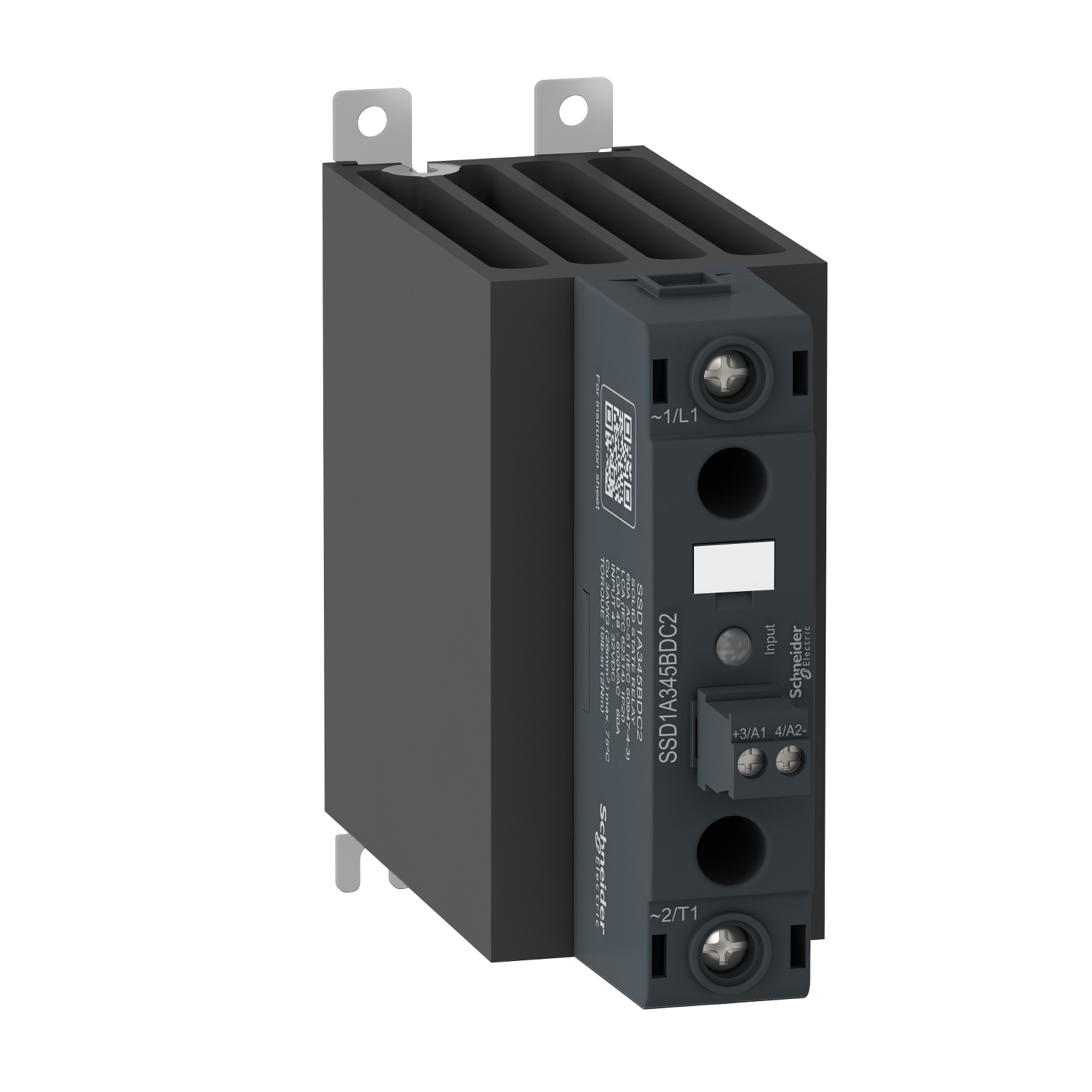 Schneider Electric Schneider Electric SSD1A345BDC2 – DIN rail mount, Harmony Solid State Relays, 45A, zeroVoltage switching, contactor configuration screw input, input 4 to 32V DC, output 48 to 600V AC