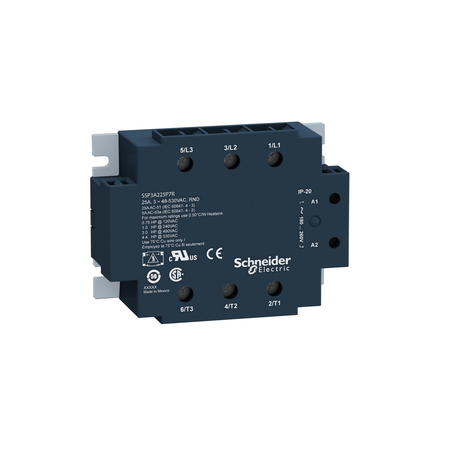 Schneider Electric Schneider Electric SSP3A250B7 – solid state relay - panel mounting - input 18-36 V AC, output 48-530 V AC, 50A