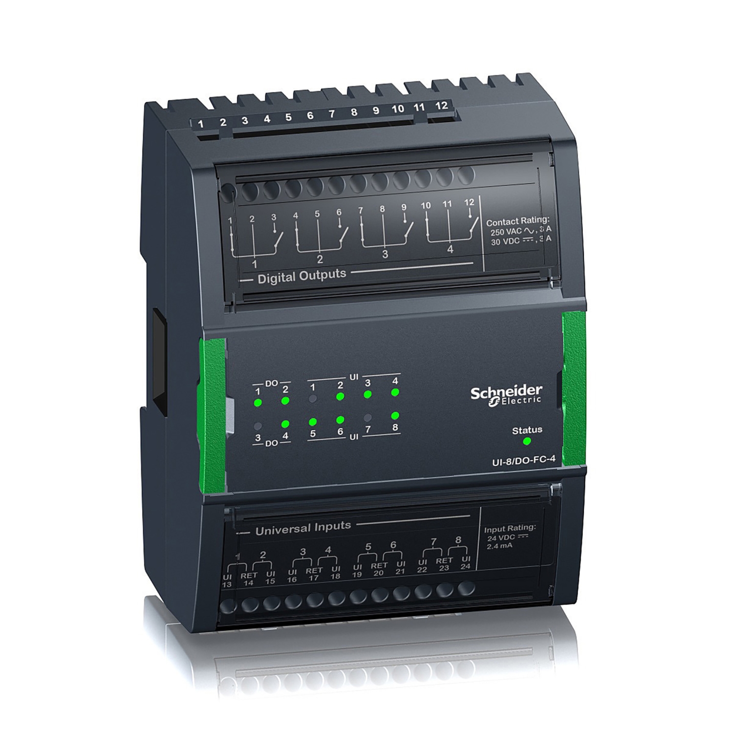 Schneider Electric Schneider Electric SXWUI8D4X10001 – Central I/O module, SpaceLogic, 8 universal inputs, 4 digital Form C outputs