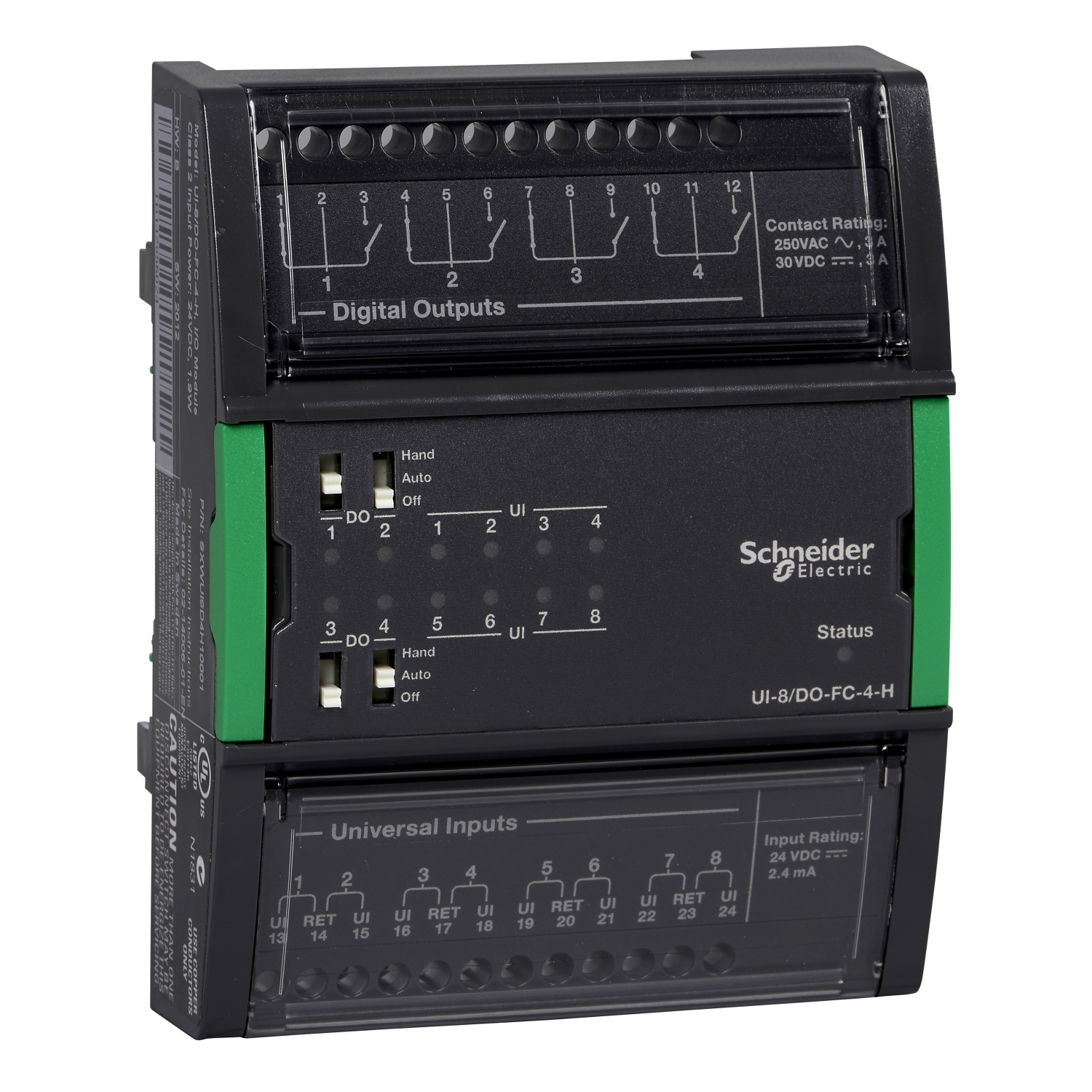 Schneider Electric Schneider Electric SXWUI8V4X10001 – Central I/O module, SpaceLogic, 8 universal inputs, 4 analog voltage outputs