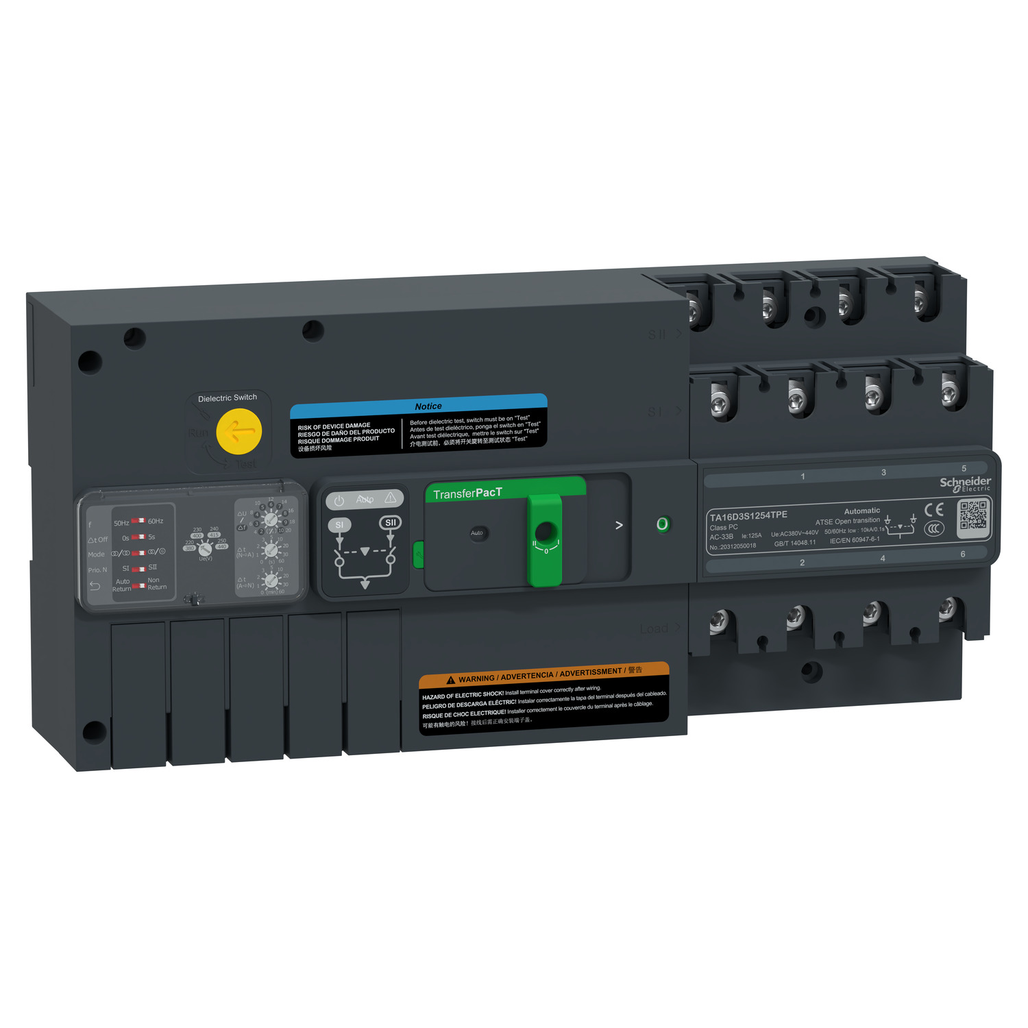 Schneider Electric Schneider Electric TA16D3S1004TPE – automatic transfer switch, TransferPacT automatic, 100A, 3P, rotary, frame 160A