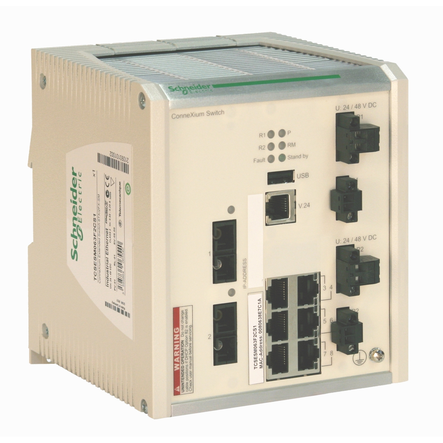 Schneider Electric Schneider Electric TCSESM063F2CU1 – ConneXium Extended Managed Switch - 6 ports for copper + 2 ports for fiber optic multimode