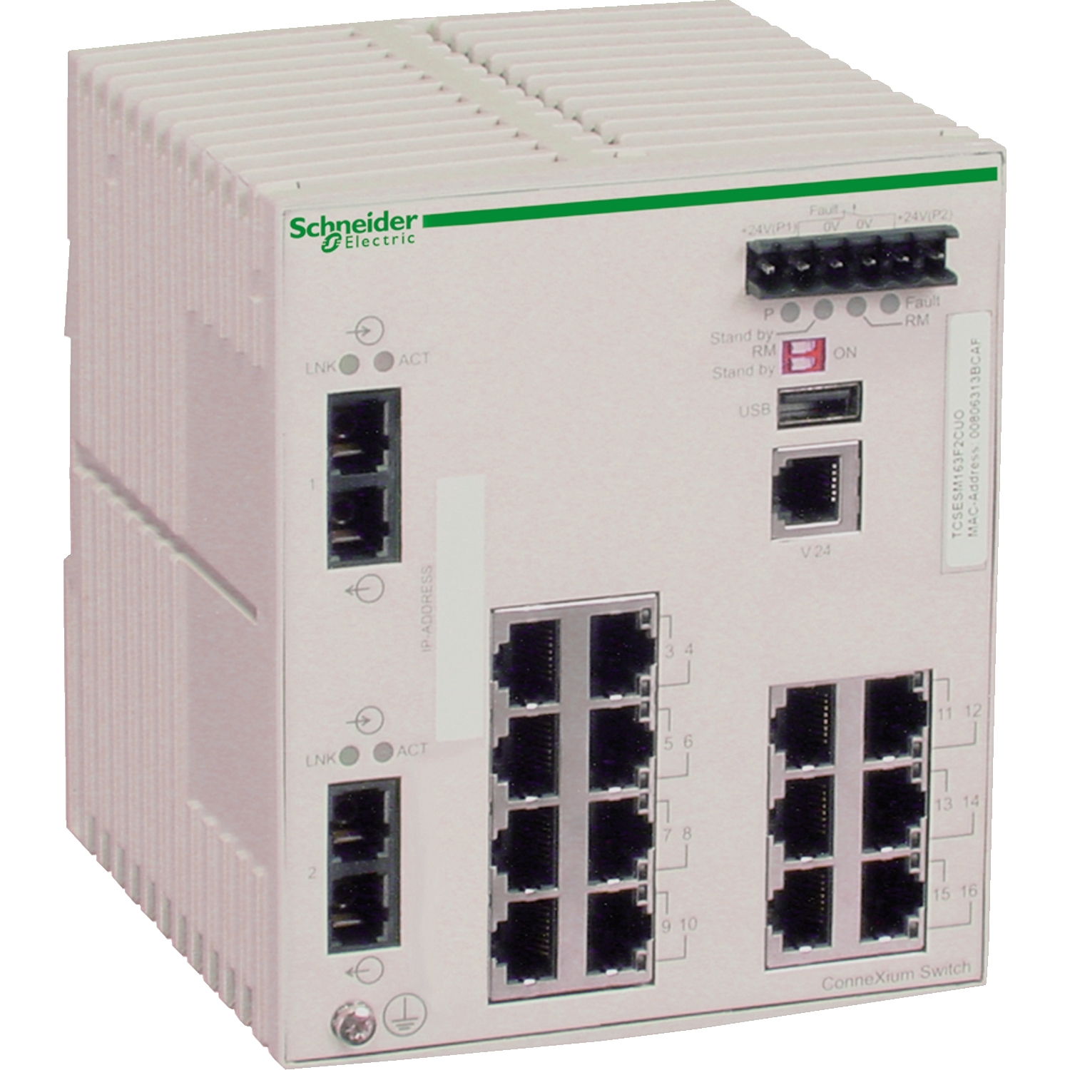 Schneider Electric Schneider Electric TCSESM163F2CU0 – ConneXium Managed Switch - 14 ports for copper + 2 ports for fiber optic multimode