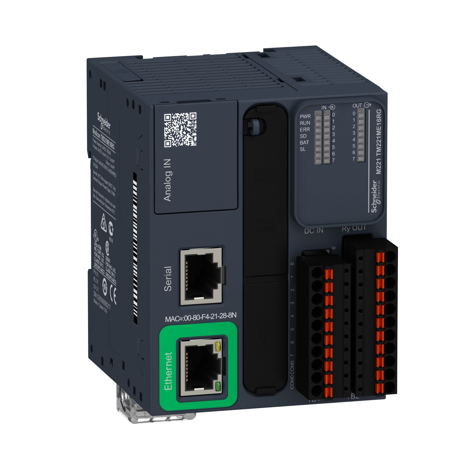 Schneider Electric Schneider Electric TM221ME16RG – controller M221 16 IO relay Ethernet spring