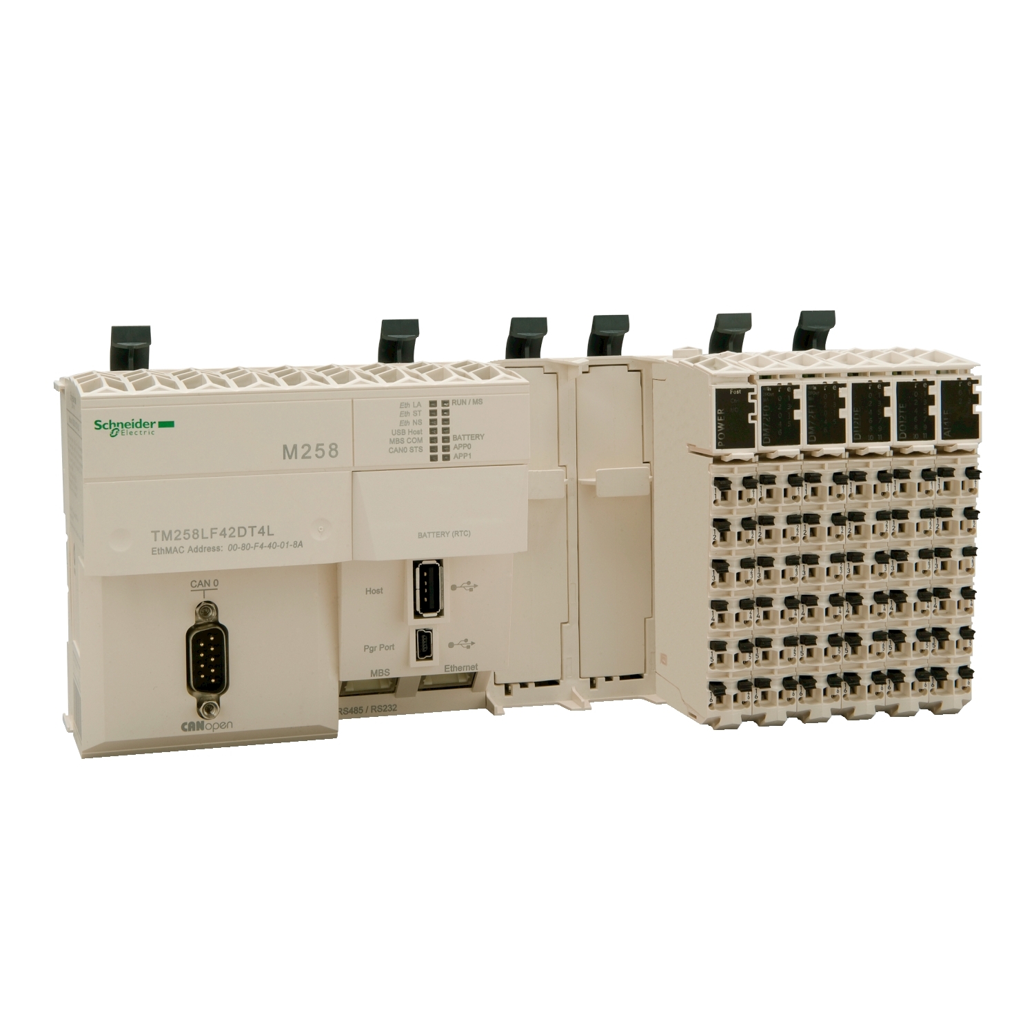 Schneider Electric Schneider Electric TM258LF42DT4L – logic controller, Modicon M258, compact base, 42 + 4 IO, 24V DC, CANopen