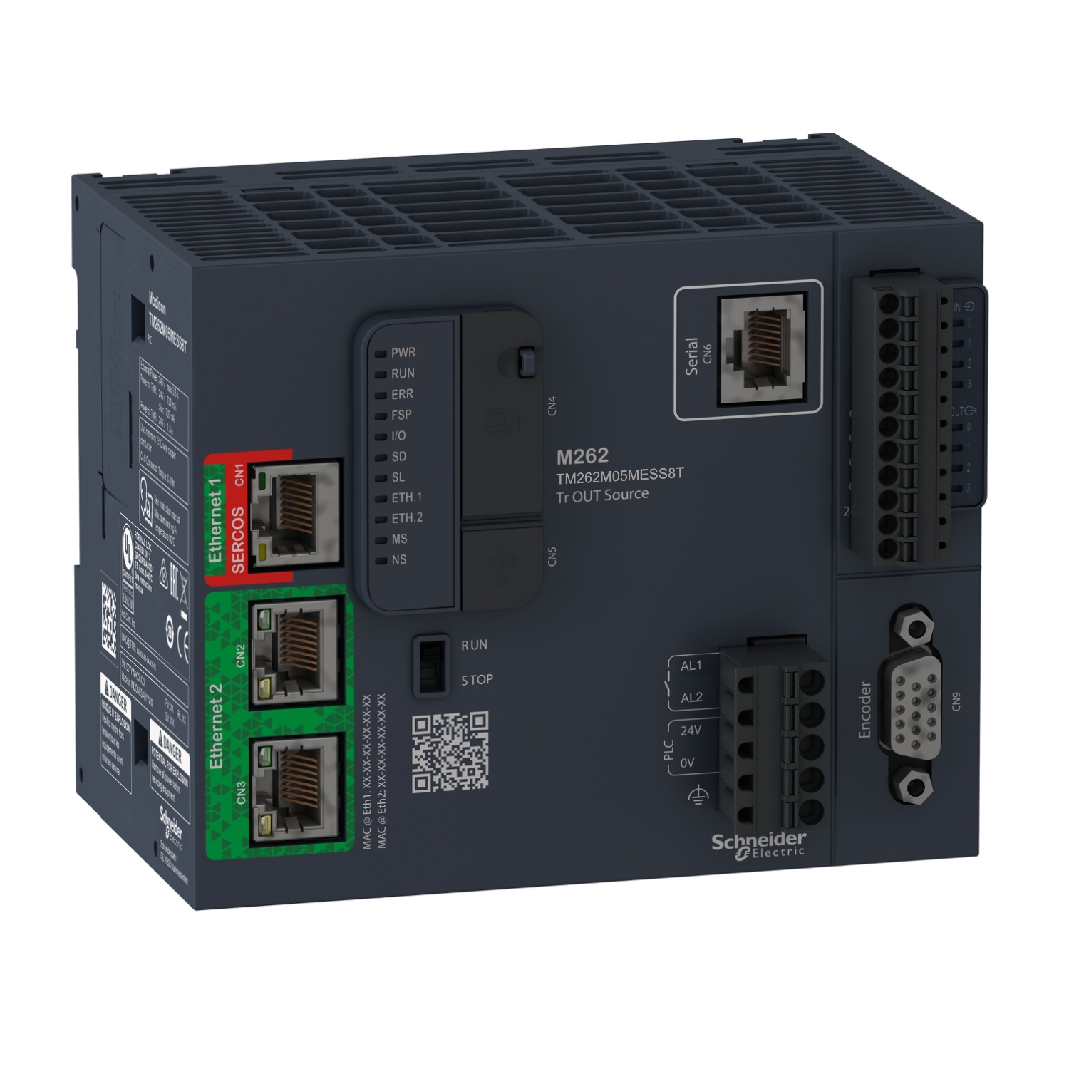 Schneider Electric Schneider Electric TM262M05MESS8T – motion controller, Modicon M262, 5ns per instruction, 4 axes, optimized Ethernet, Sercos, machine to plant