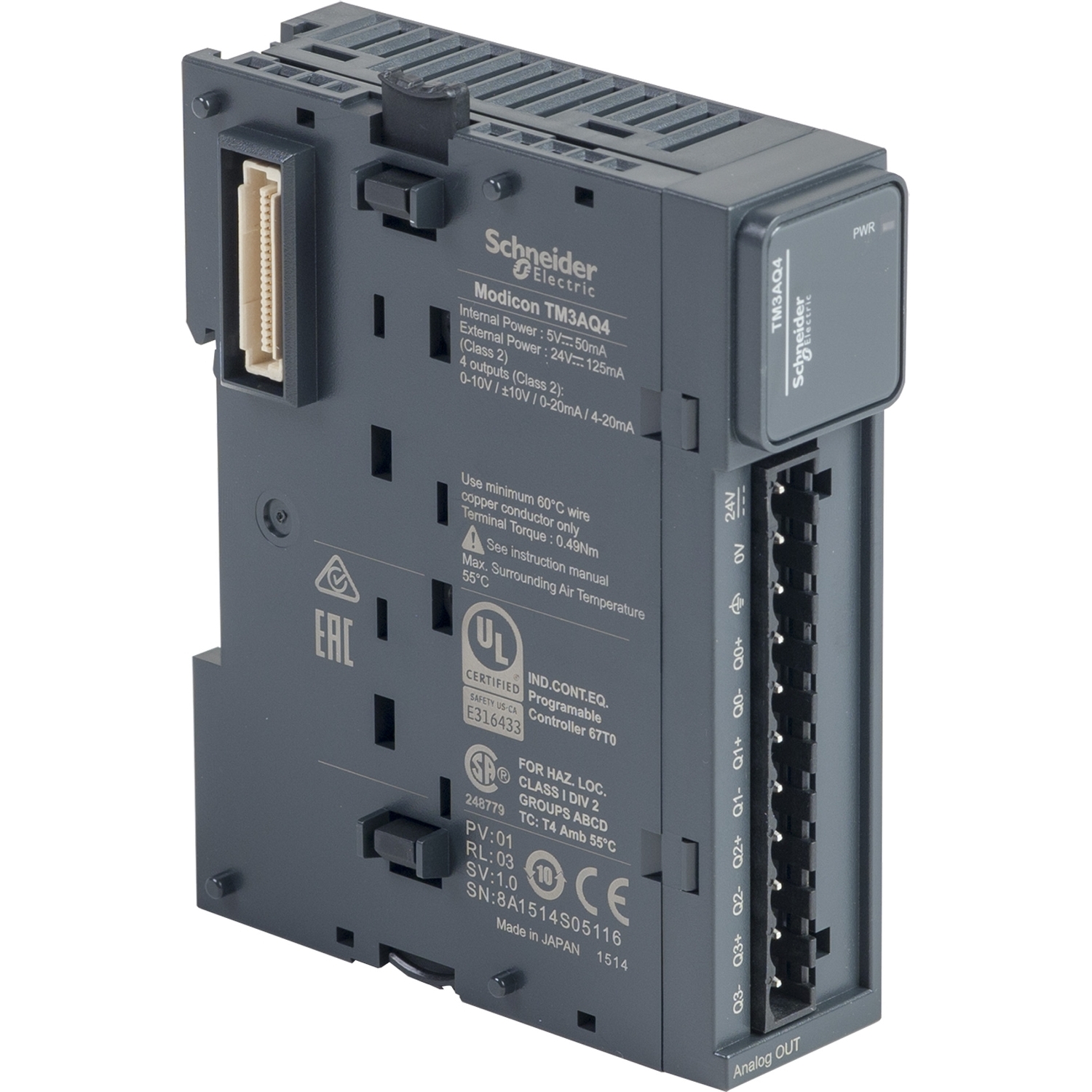 Schneider Electric Schneider Electric TM3AQ4 – module TM3 - 4 analog outputs