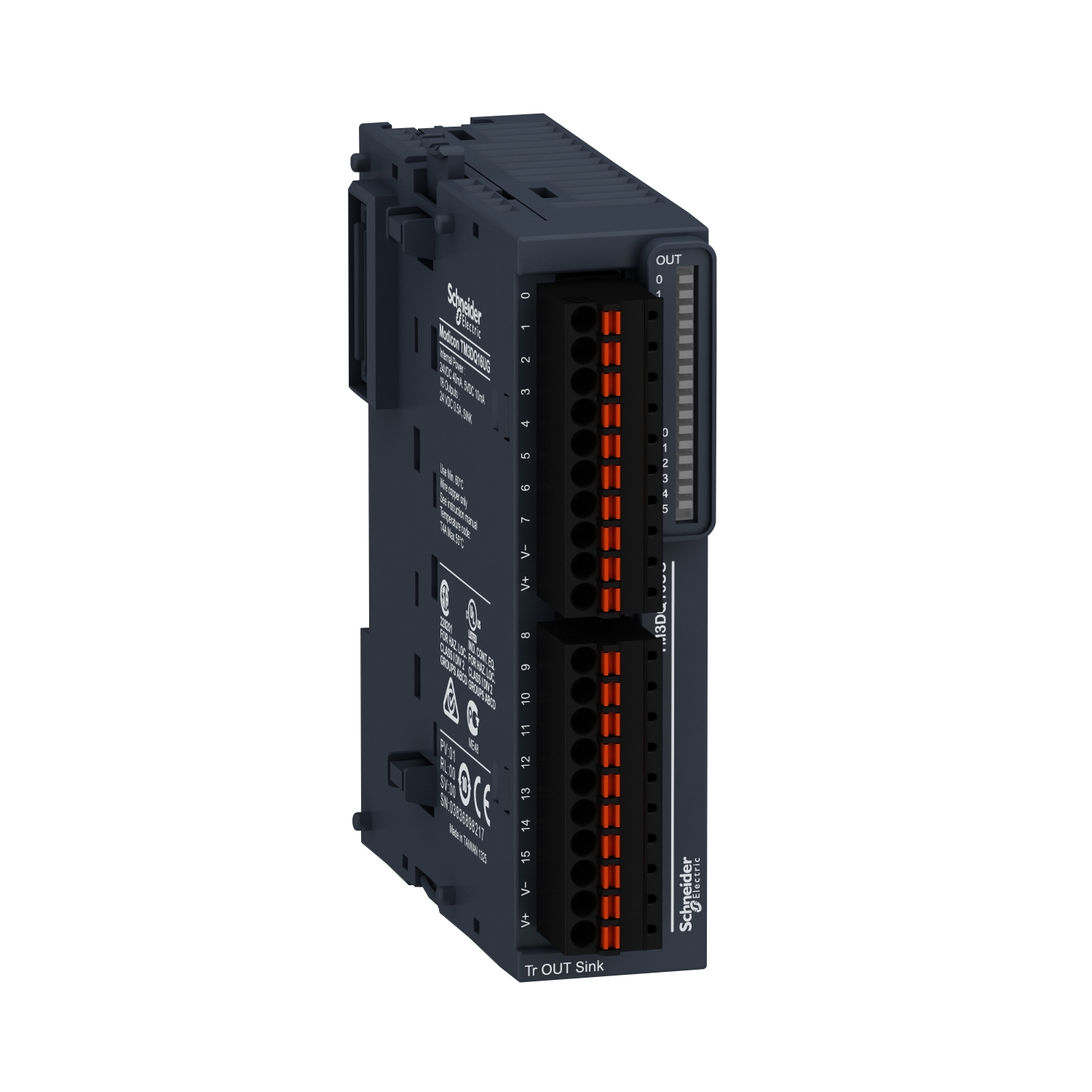 Schneider Electric Schneider Electric TM3DQ16UG – Discrete output module, Modicon TM3, 16 outputs transistor NPN (spring)