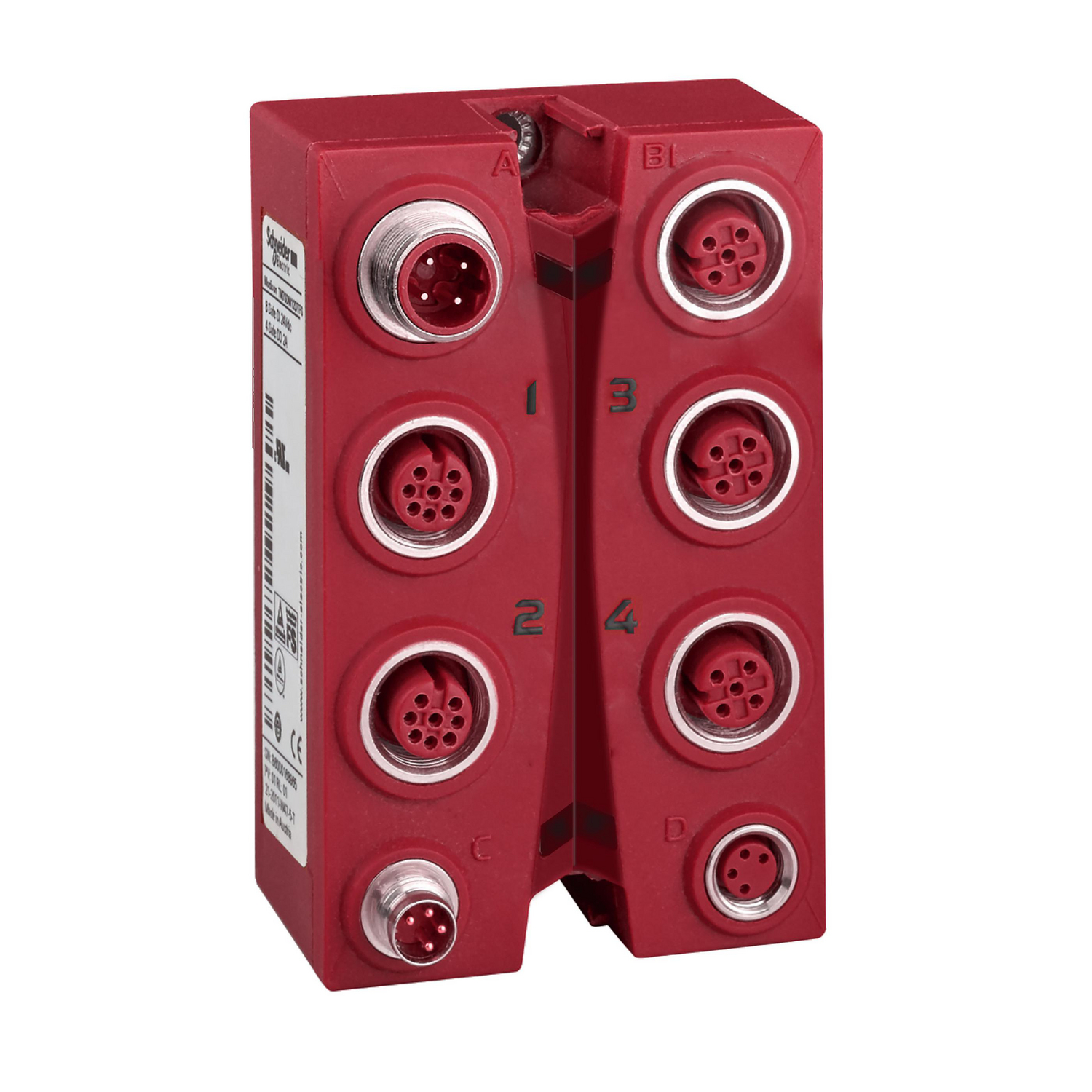 Schneider Electric Schneider Electric TM7SDI8DFS – Safety discrete I/O expansion block, Modicon TM7, IP67, 8 DI, 24 V DC, 2 A, M12 connector
