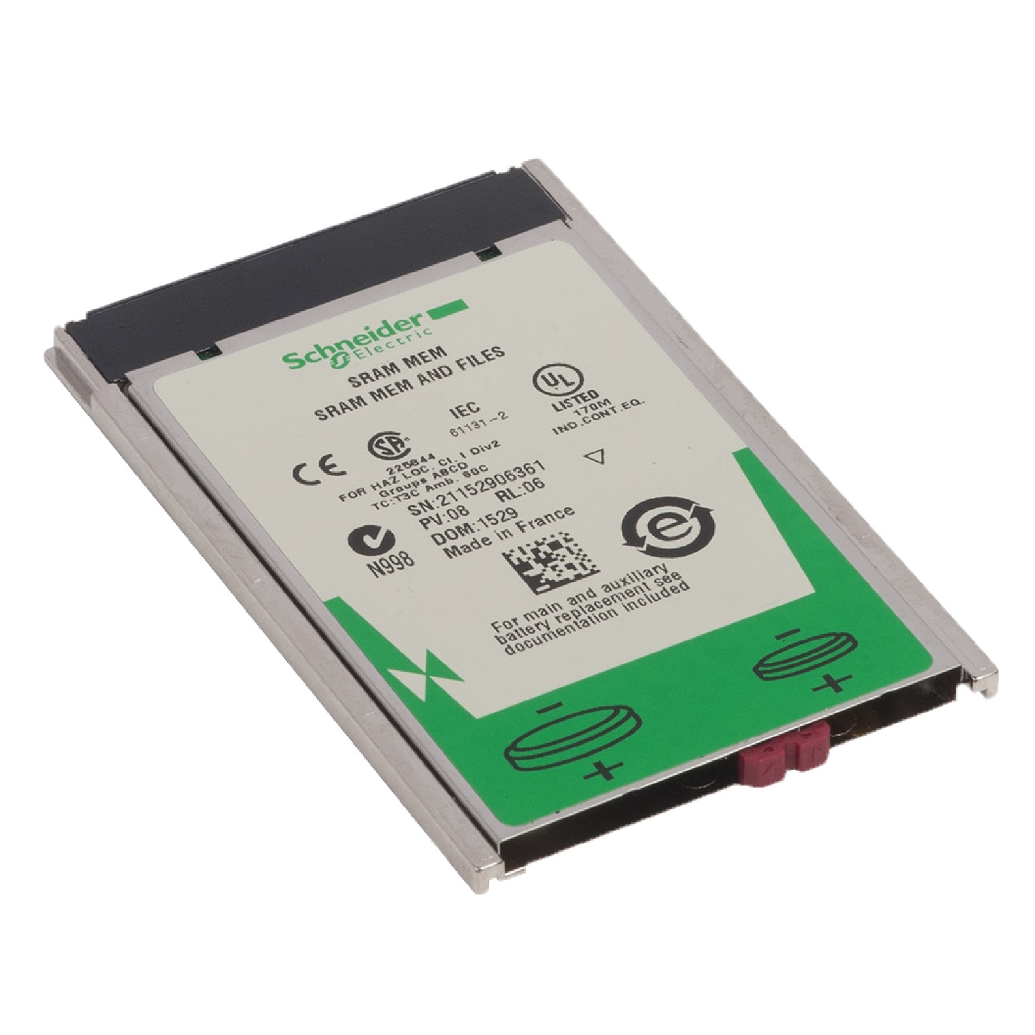 Schneider Electric Schneider Electric TSXMRPC01M7 – Configurable SRAM application memory extension, Modicon Premium, for processor, 192 to 1792kB application