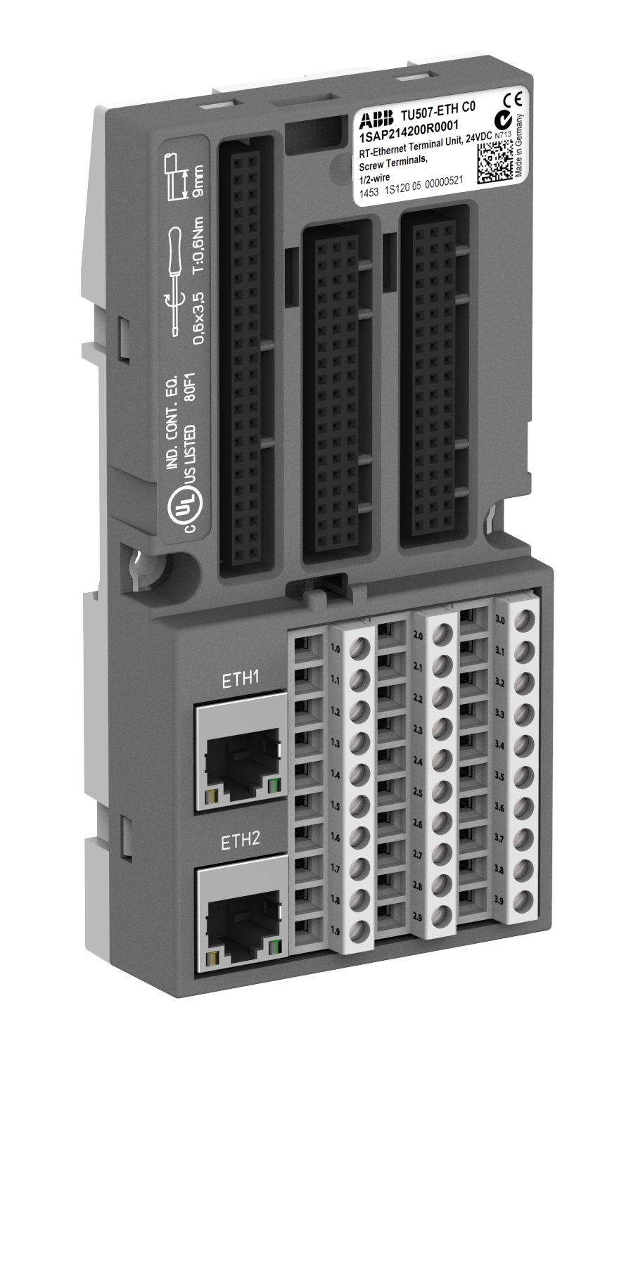 ABB ABB TU507-ETH Interface terminal unit. For Ethernet protocols. Screw terminals (TU507-ETH)