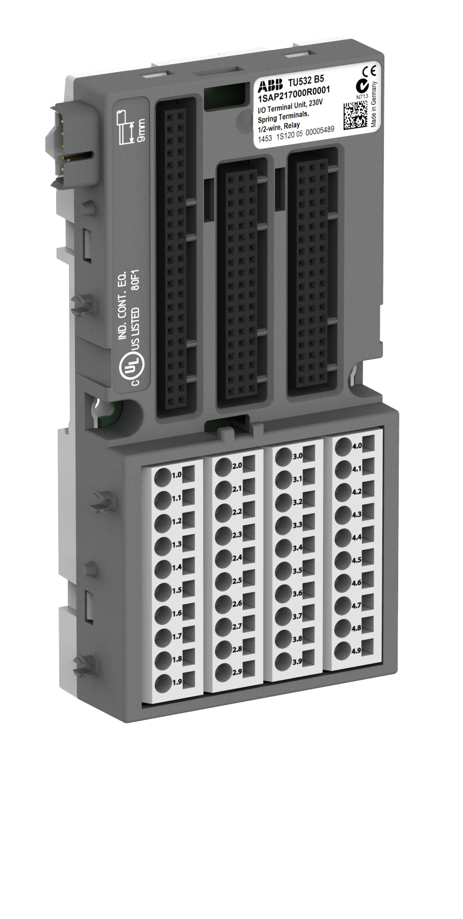 ABB ABB TU532 I/O terminal unit. For 230 VAC and relay modules. Spring terminals (TU532)