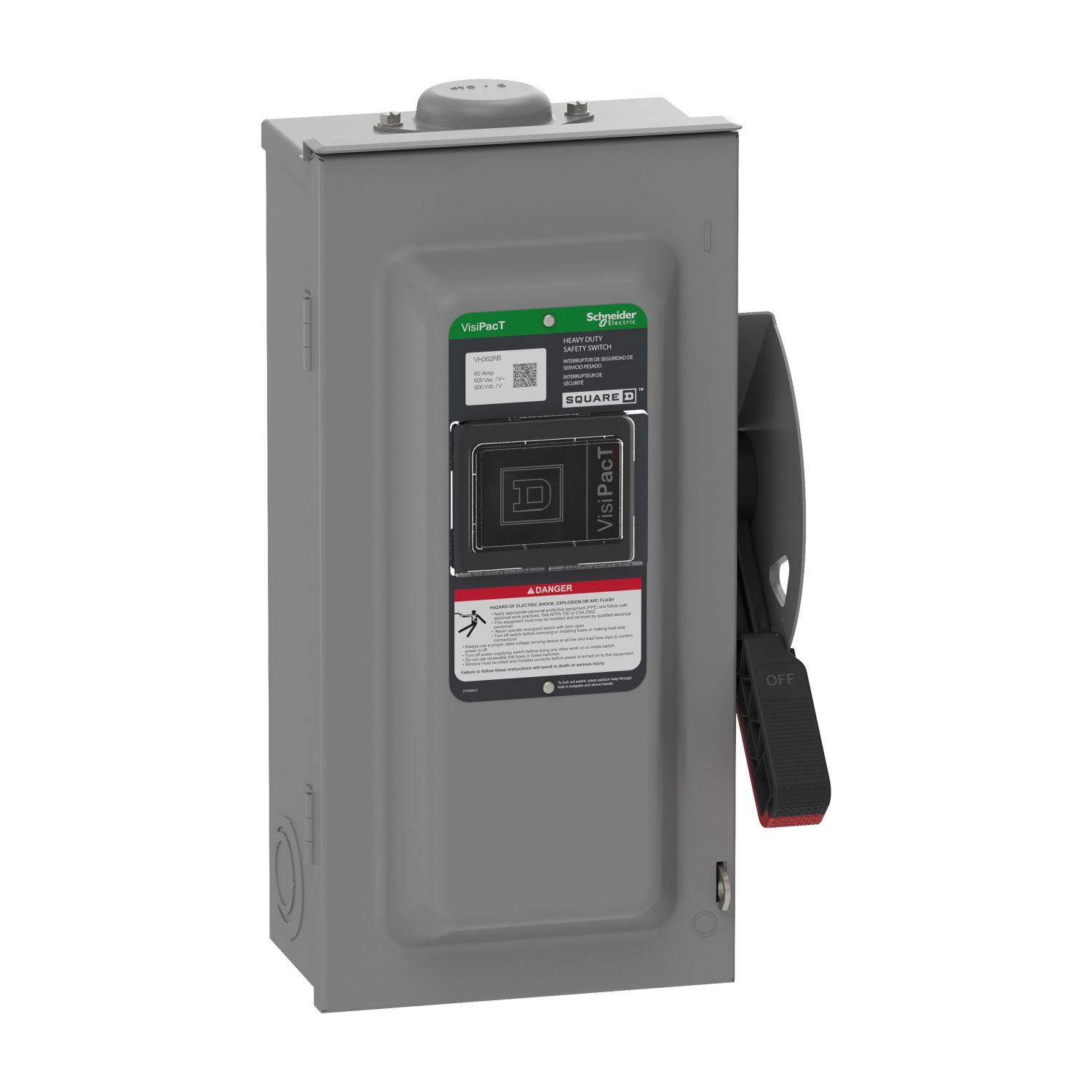 Schneider Electric Schneider Electric VH362RB – Safety switch, VisiPacT, heavy duty, fused, viewing window, NEMA 3R, 600V, 60A, 3 pole